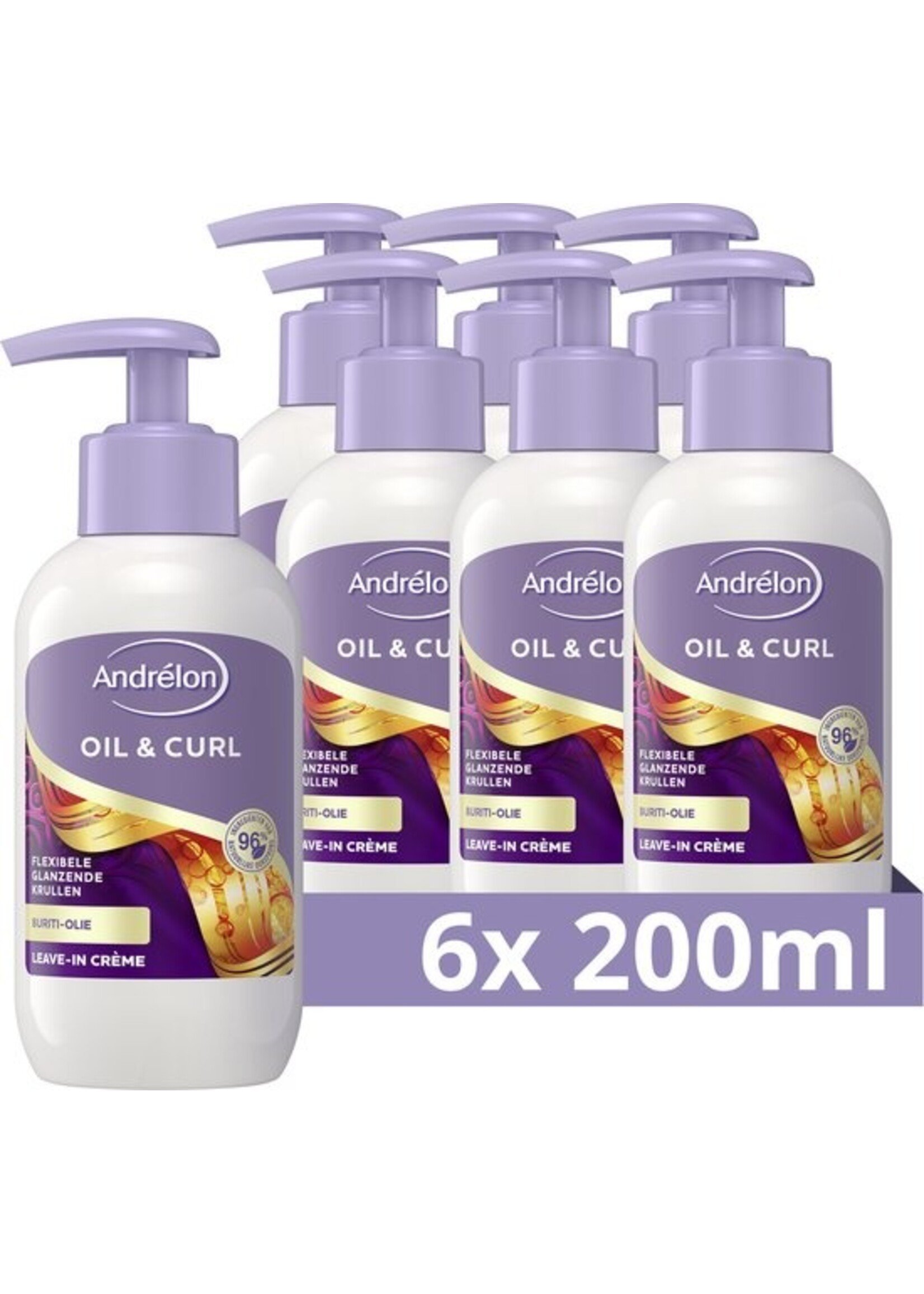 Andrélon Oil & Curl Leave-In Crème - 6 x 200 ml - Voordeelverpakking