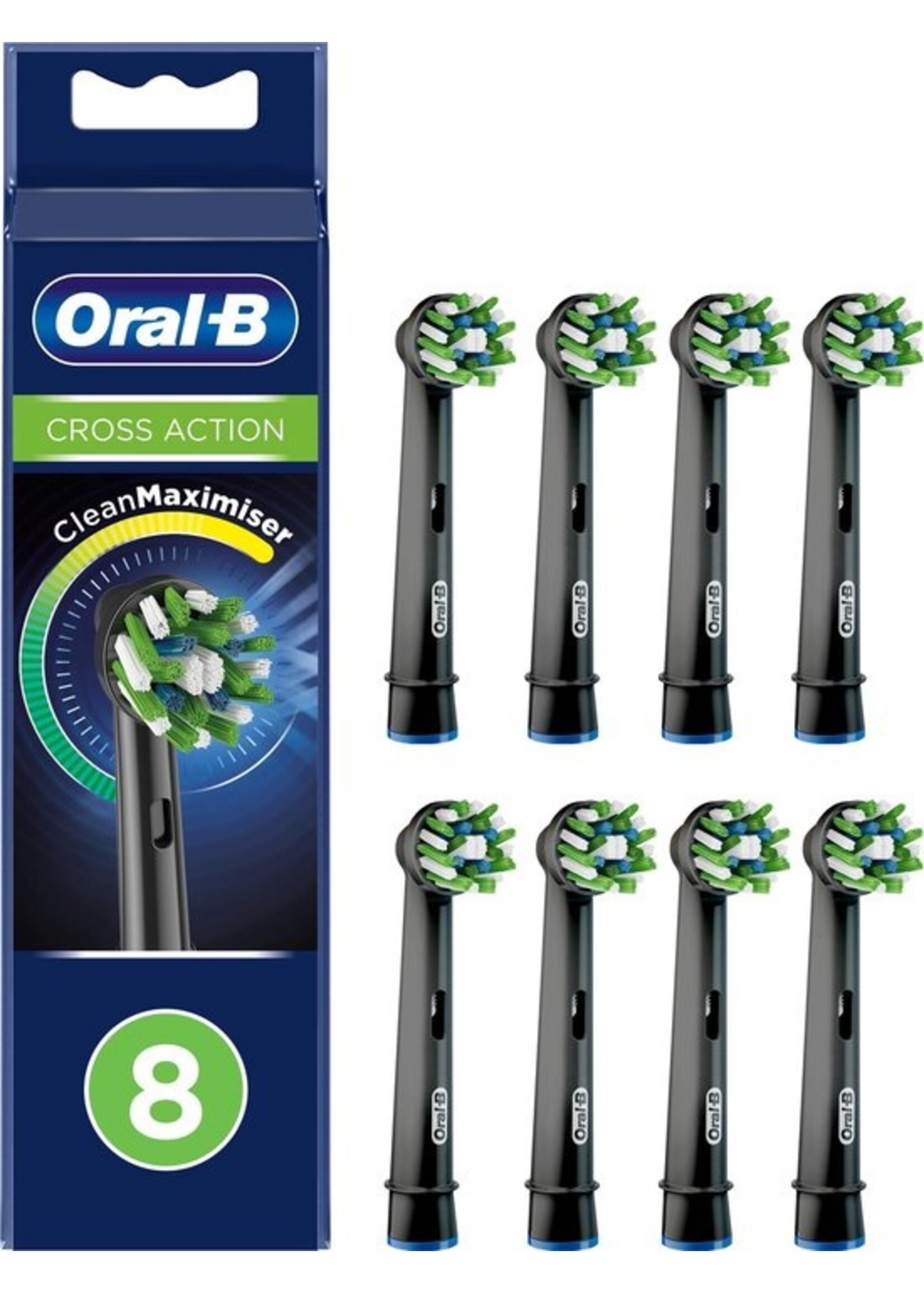 Oralb Braun Oral-B CrossAction - Met CleanMaximiser-technologie - Opzetborstels - Zwart - 8 Stuks