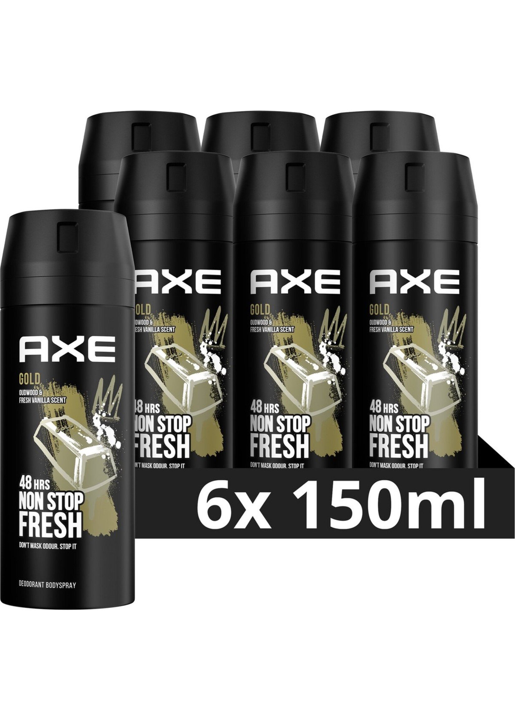 Axe Gold Bodyspray Deodorant - 6 x 150 ml - Voordeelverpakking