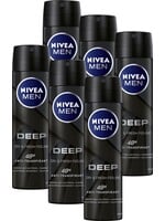 NIVEA MEN Deep Deodorant Spray - 6 x 150 ml - Voordeelverpakking