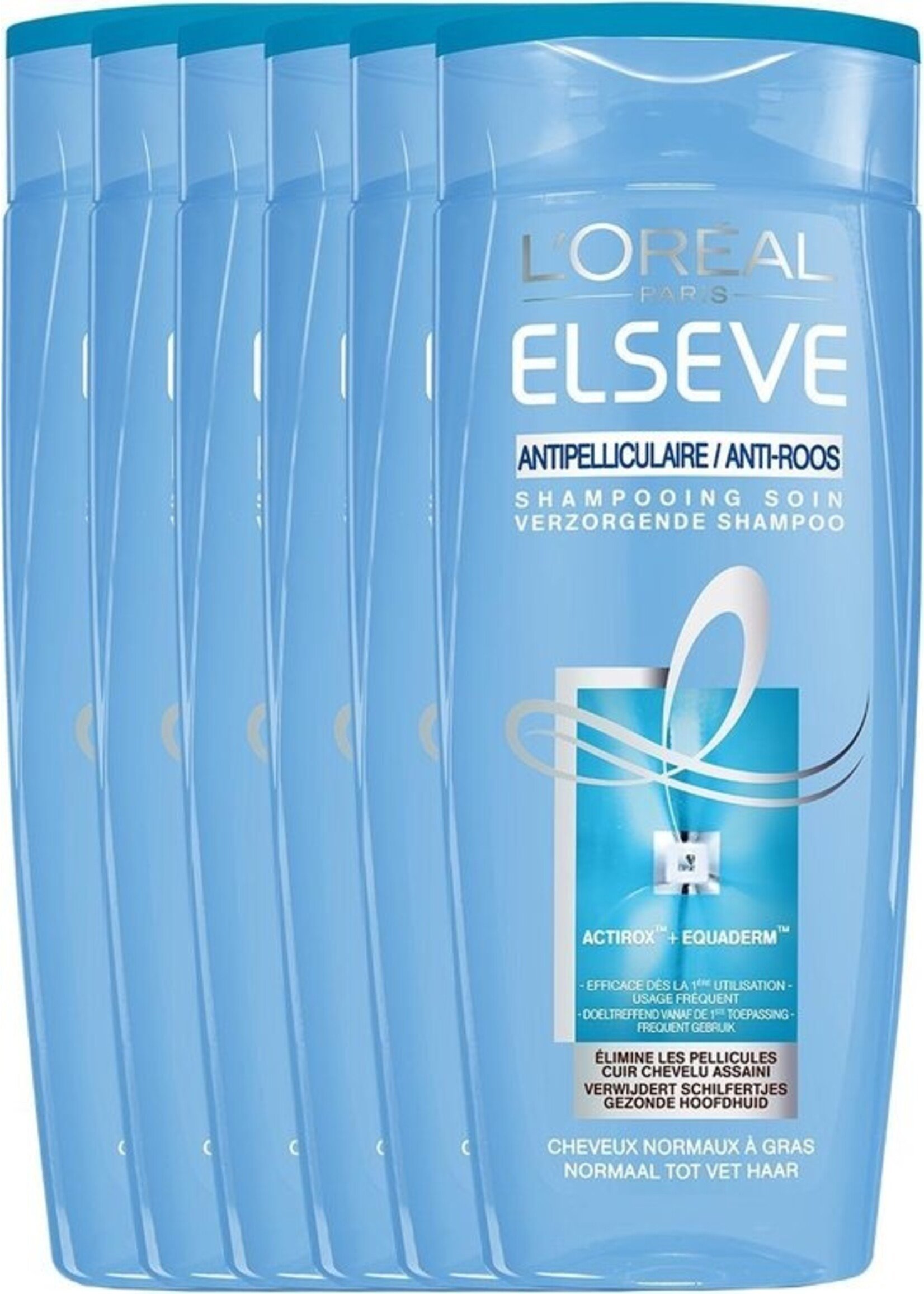 L'Oréal  L'Oréal Paris Elsève Anti-Roos Verzorgende Shampoo - Normaal tot Vet Haar - 6 x 250ml - Voordeelverpakking