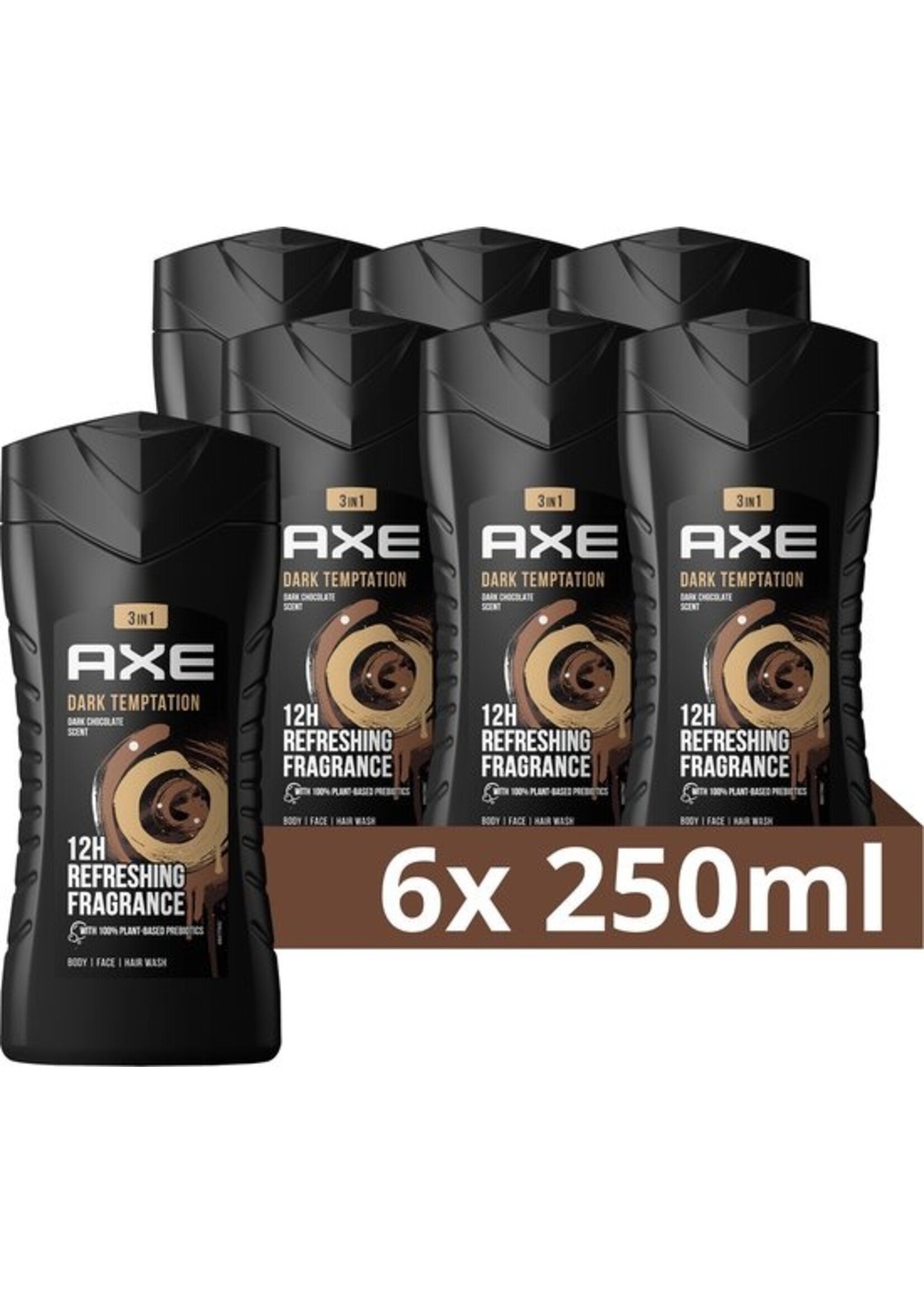 Axe Dark Temptation 3-in-1 Douchegel - 6 x 250 ml - Voordeelverpakking