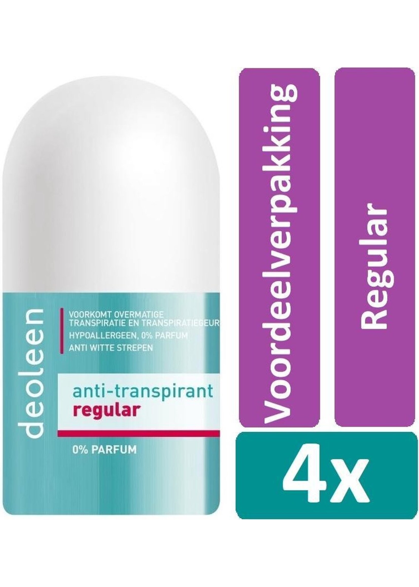 Deoleen Deodorat Roller 50 ml Regular 4 stuks Voordeelverpakking