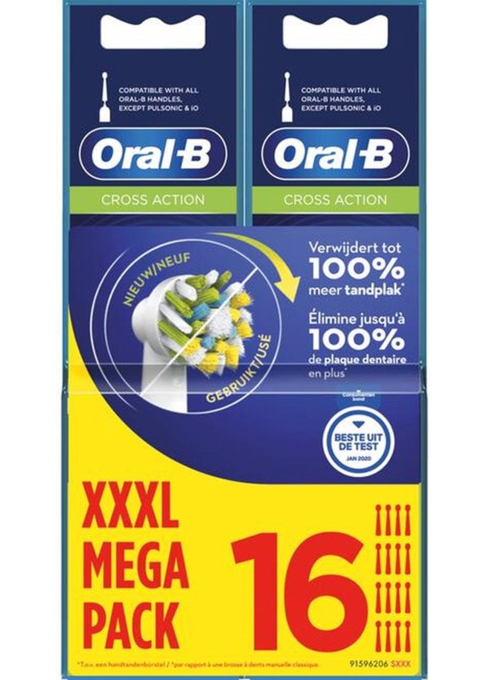 Oralb Braun Oral B - Cross Action - Megapak XXXL 16 stuk - navulborstels