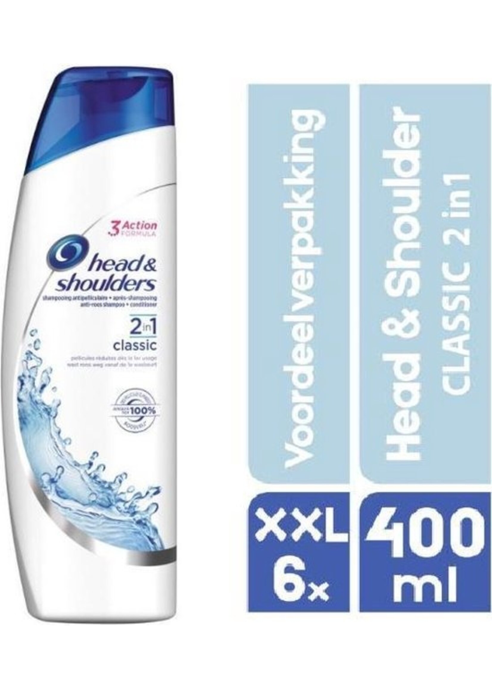 6 x 400 ML - XXL - voordeelverpakking - Head & Shoulders - Classic Clean - 2 in 1 - Shampoo