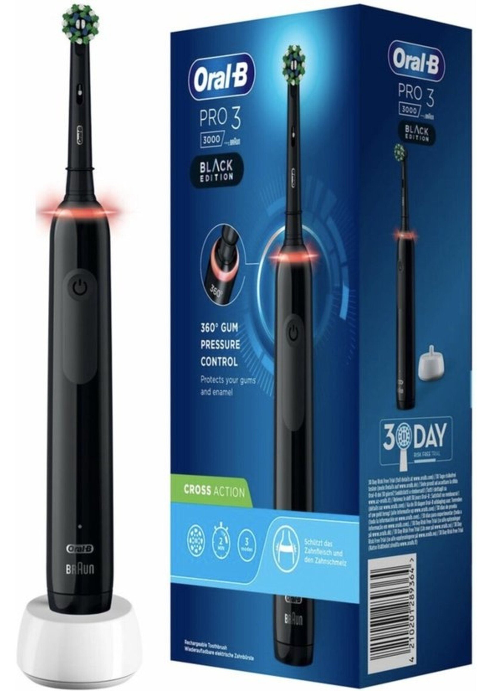 Oralb Braun Oral-B Pro 3 3000 - Zwart - Elektrische Tandenborstel - Ontworpen Door Braun - Black Edition