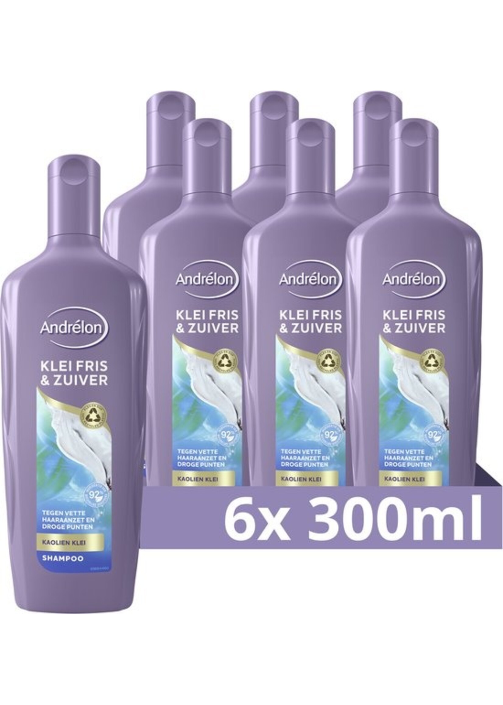 Andrélon Klei Fris & Zuiver Shampoo - 6 x 300 ml - Voordeelverpakking