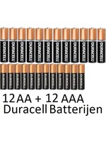 12 Stuks AA + 12 Stuks AAA Duracell Alkaline Batterijen