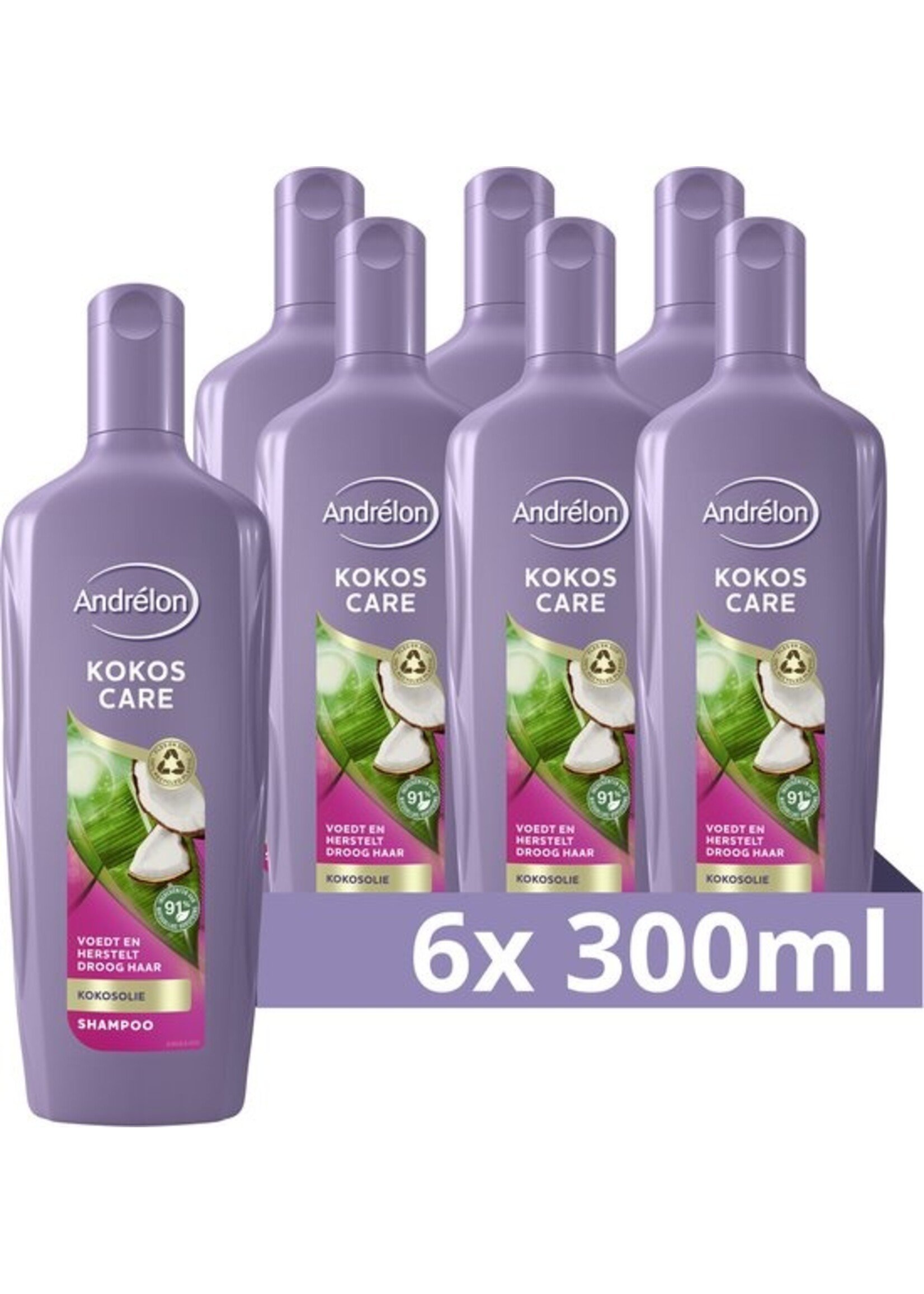 Andrélon Kokos Care Shampoo - 6 x 300 ml - Voordeelverpakking