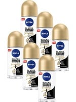 NIVEA Black & White Silky Smooth 6 x 50 ml - Voordeelverpakking - Deodorant Roller