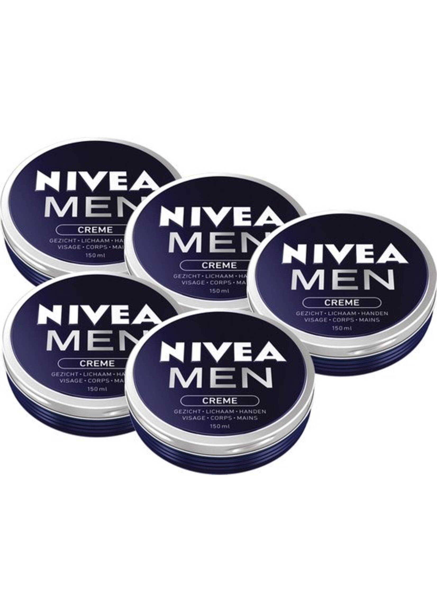 NIVEA MEN Bodycrème - Gezicht, Lichaam en Handen - 5 x 150 ml - Voordeelverpakking