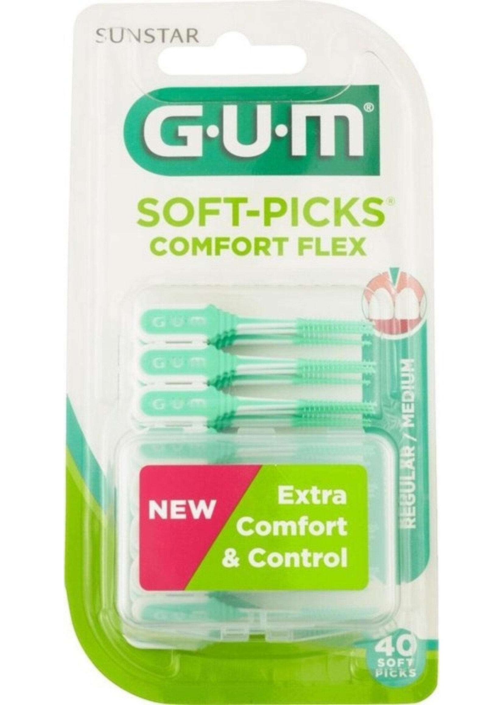 3x GUM Soft-Picks Comfort Flex Regular 40 stuks