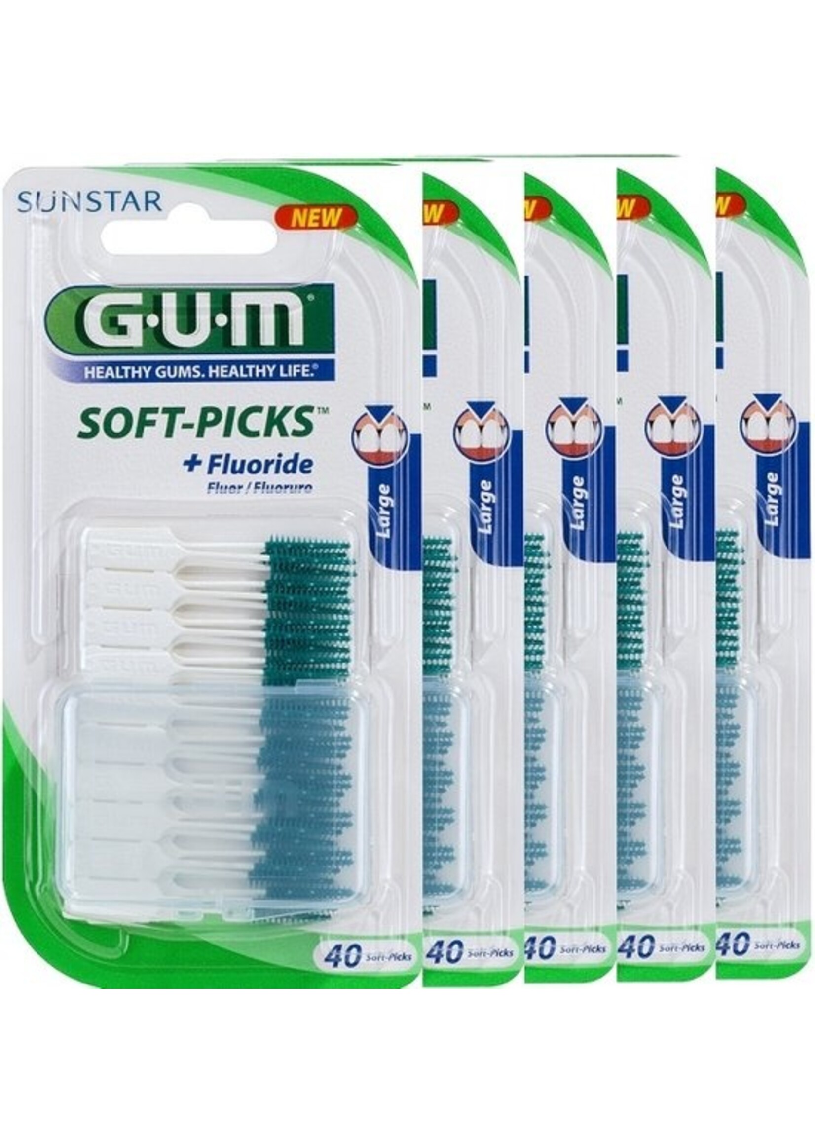 GUM Soft Picks Large - 5 x 40 stuks - Ragers - Voordeelverpakking