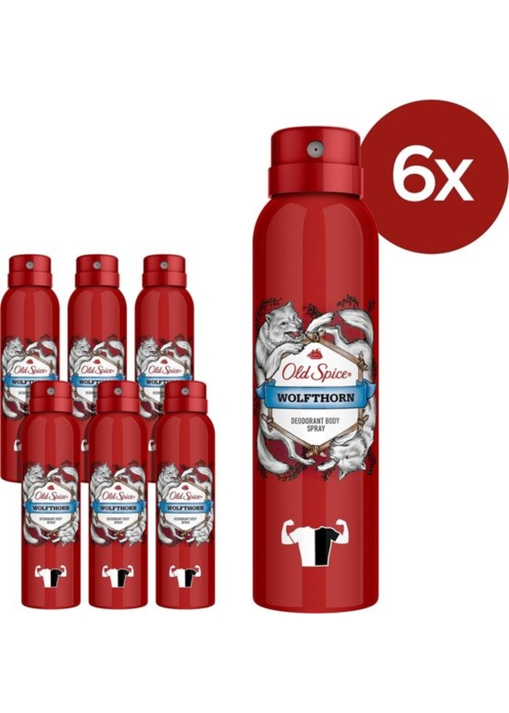 Old Spice Deodorant Body Spray - Wolfthorn - Voordeelverpakking 6x150ml