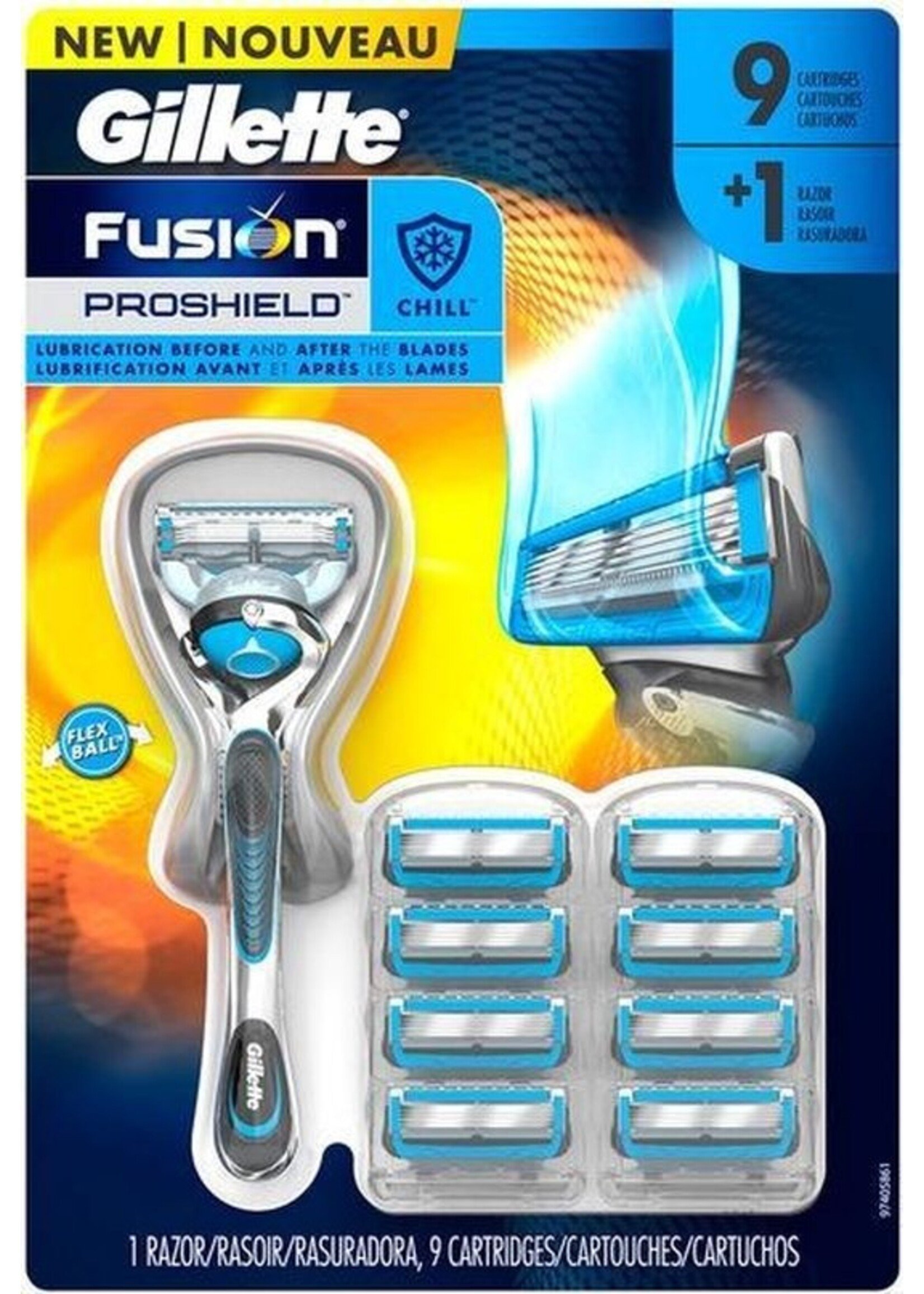 GILLETTE Gillette Fusion ProShield Scheersysteem met 9 Navulmesjes