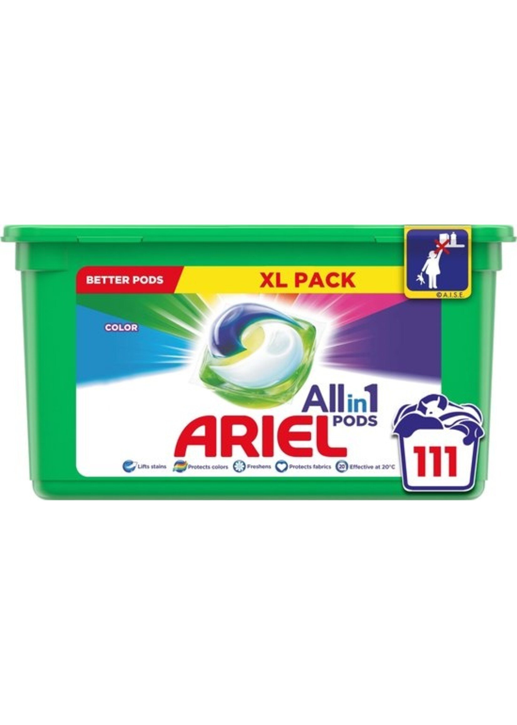 Ariel All in 1 Pods Kleur Wasmiddel - Voordeelverpakking 3 x 37 Wasbeurten - Wasmiddel Pods