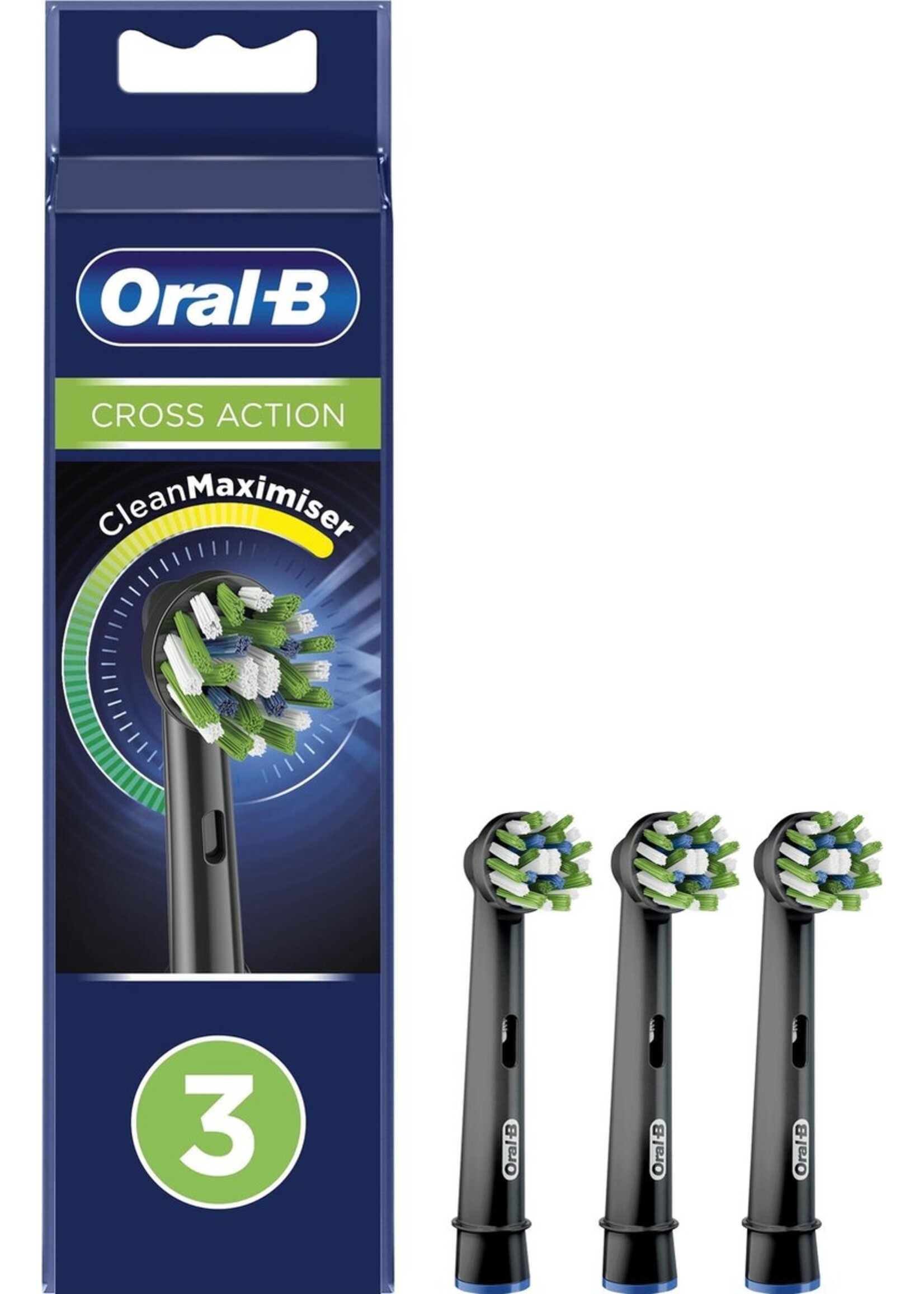 Oralb Braun Oral-B CrossAction - Met CleanMaximiser-technologie - Opzetborstels - Zwart - 3 stuks