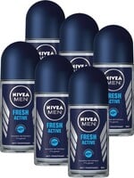 NIVEA MEN Fresh Active - 6 x 50 ml - Voordeelverpakking - Deodorant Roller