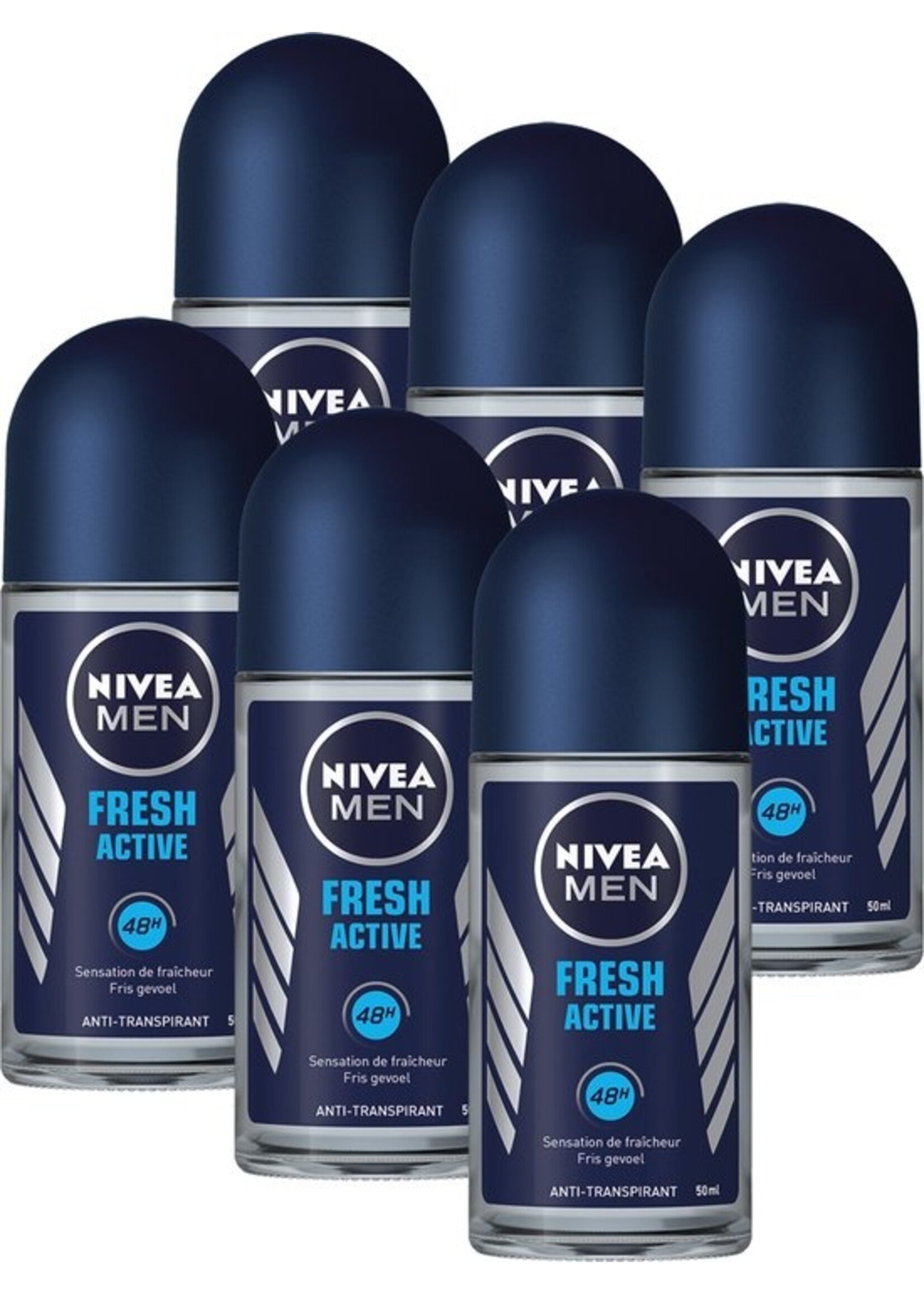 NIVEA MEN Fresh Active - 6 x 50 ml - Voordeelverpakking - Deodorant Roller