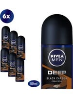 NIVEA MEN Deep Espresso Deodorant Roll On - 6 x 50ml - Anti-Transpirant - Voordeelverpakking