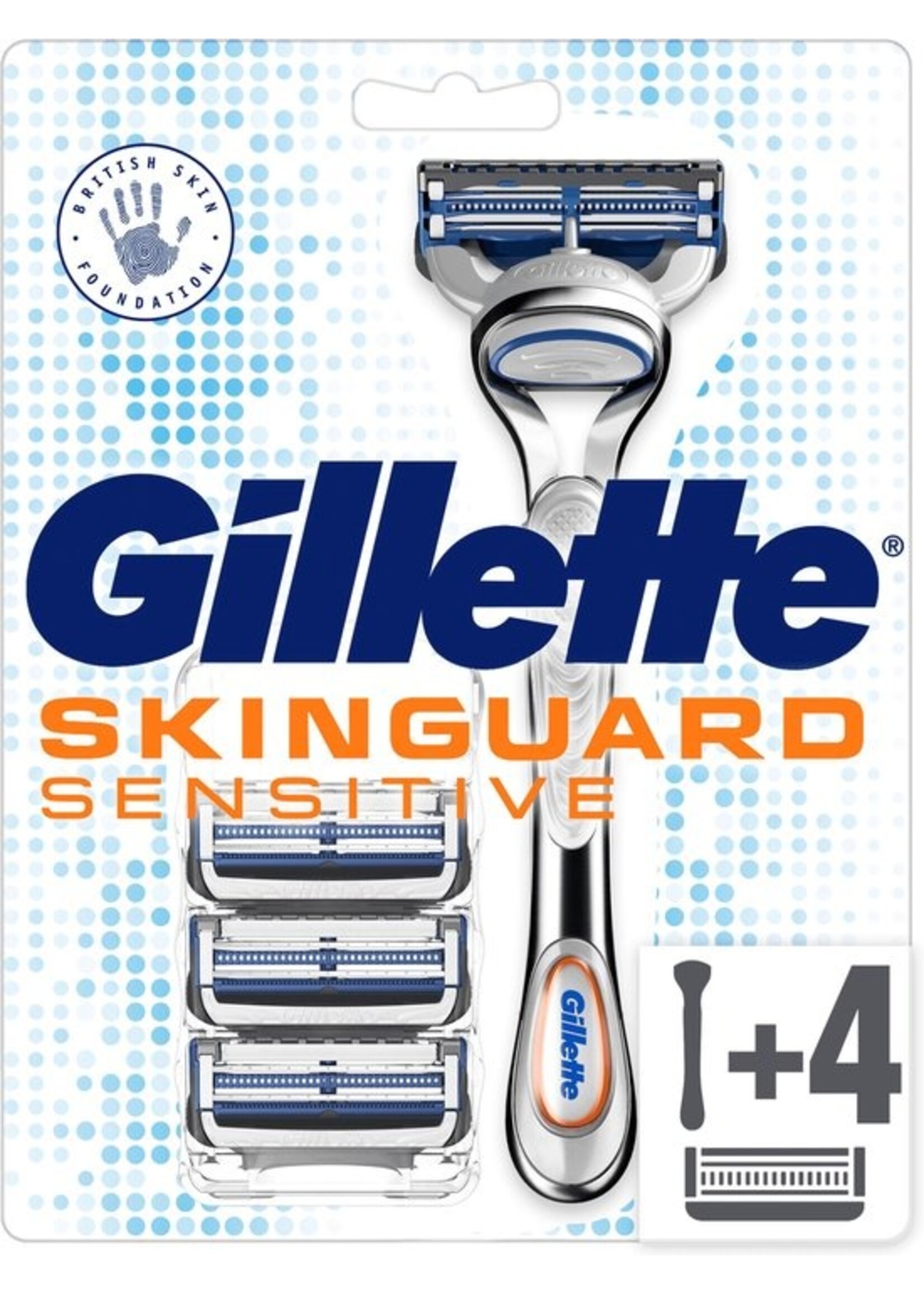 GILLETTE Gillette Skinguard Scheerhouder + Scheermesjes 4 Stuks