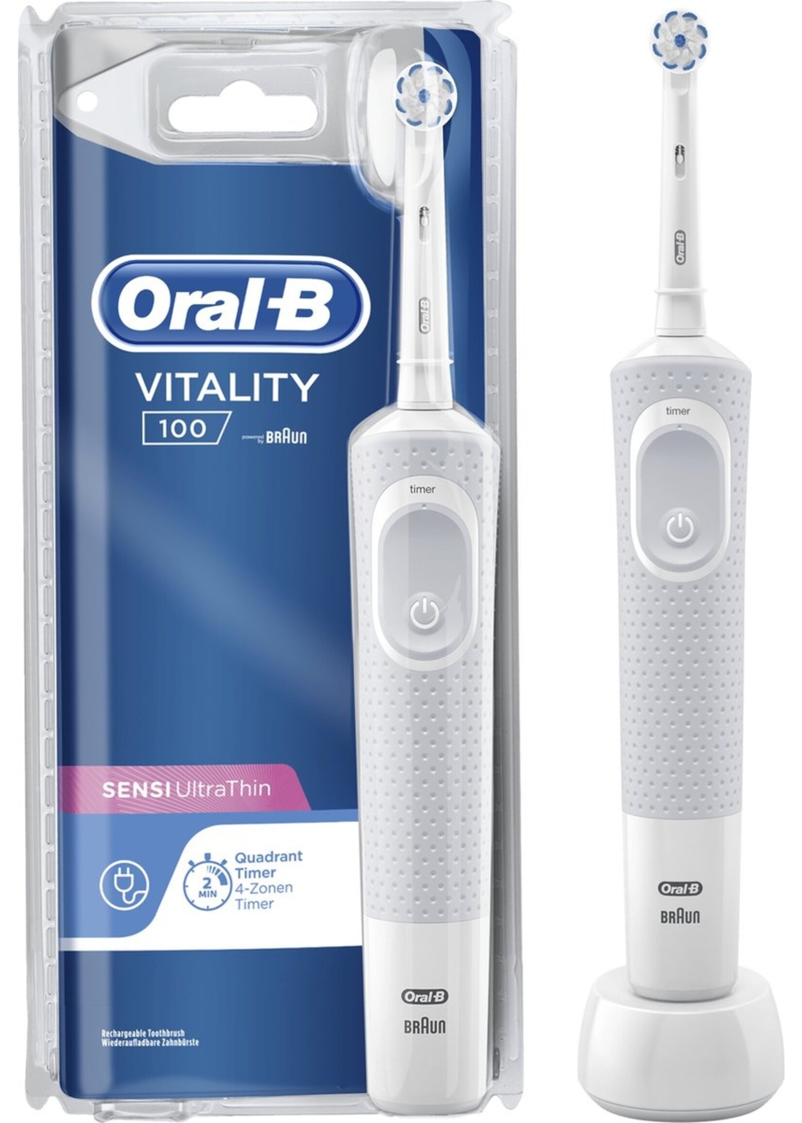 Oralb Braun Oral-B Vitality 100 Sensi Ultrathin White Elektrische Tandenborstel Powered By Braun