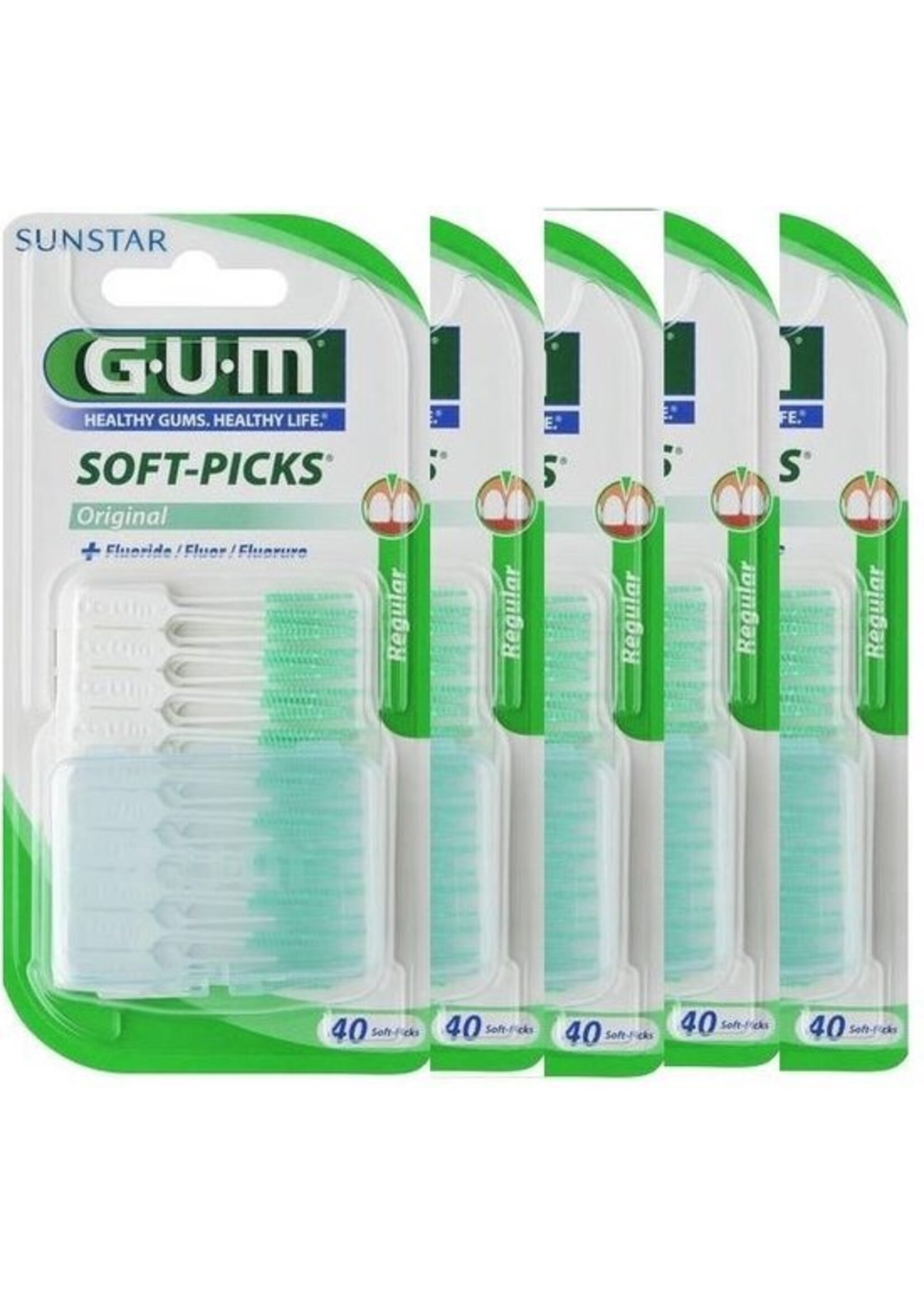 GUM Soft Picks Regular - 5 x 40 stuks - Ragers - Voordeelverpakking