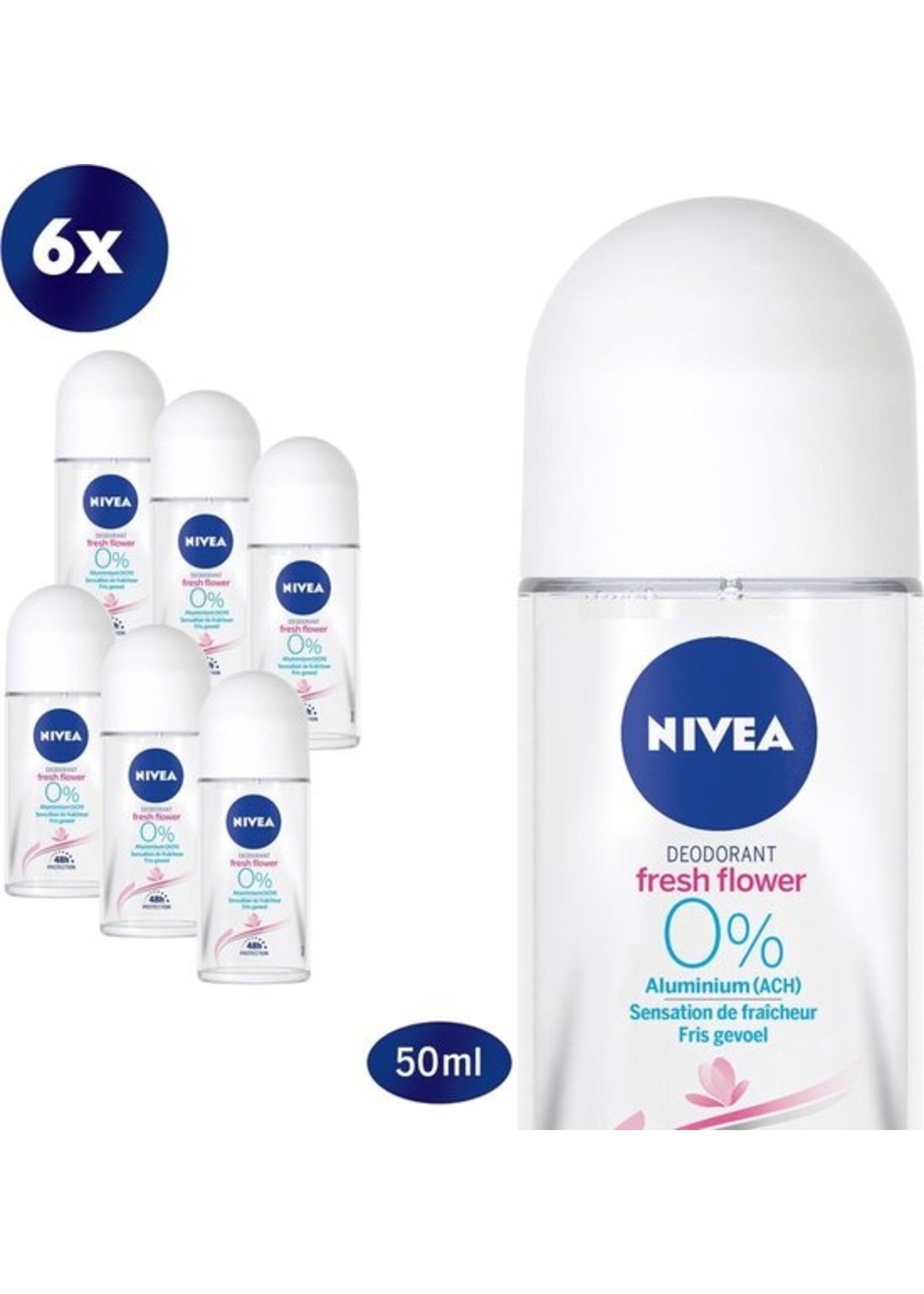 NIVEA Fresh Comfort Aluminium free - 6 x 50 ml - Deodorant Roller