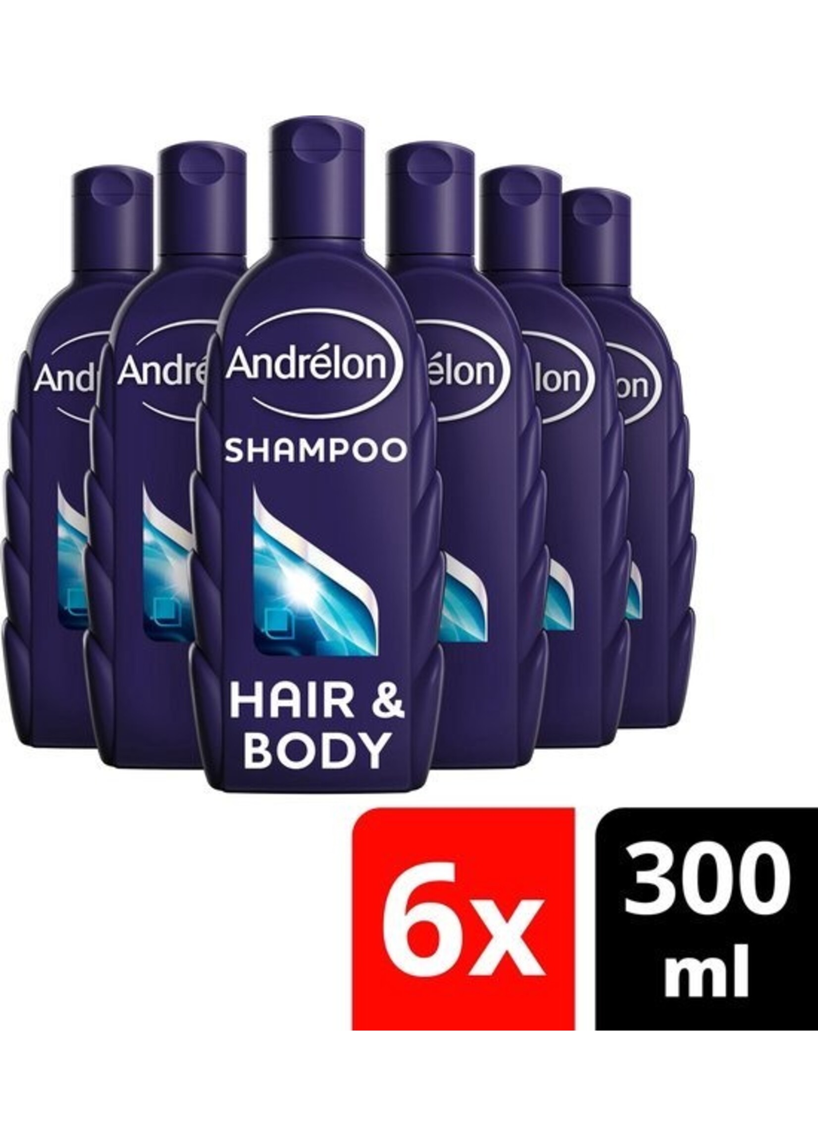 Andrélon Hair & Body For Men - 6 x 300 ml - Shampoo - Voordeelverpakking