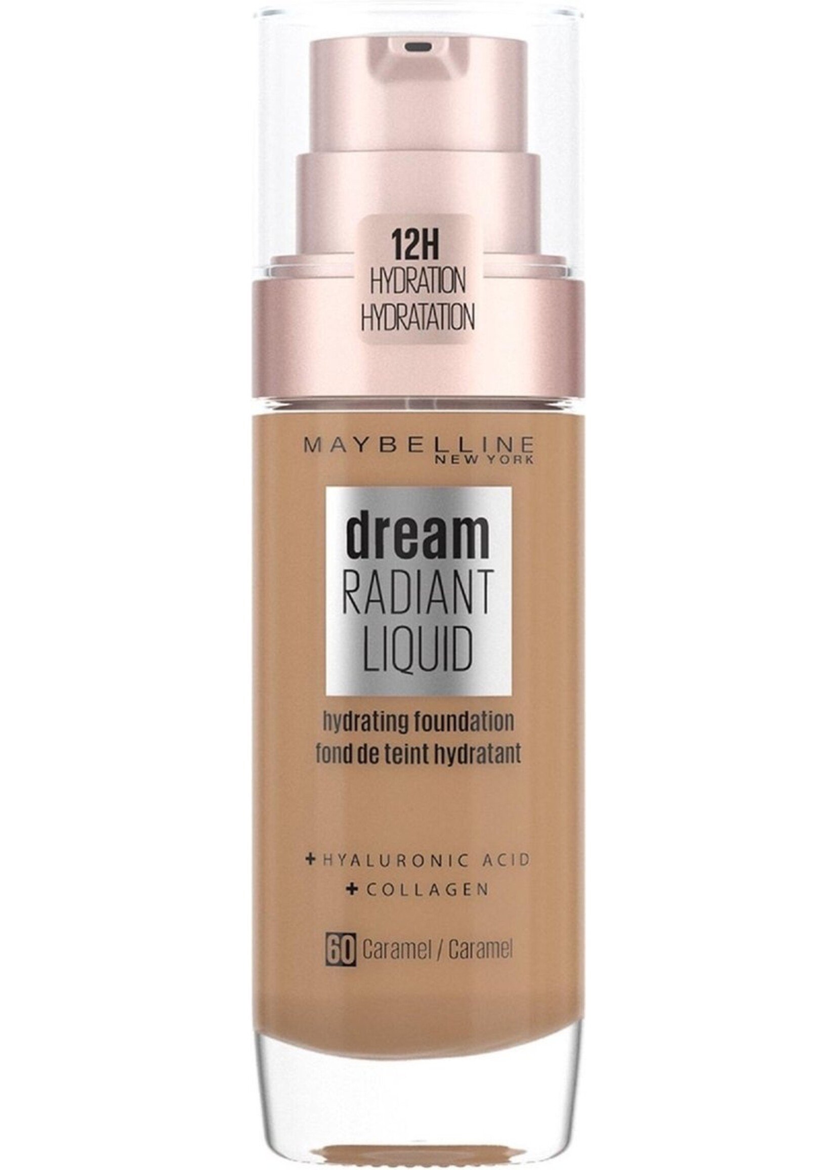 Maybelline Dream Radiant Liquid - 60 Caramel - Foundation Geschikt voor de Droge Huid met Hyaluronzuur - 30 ml