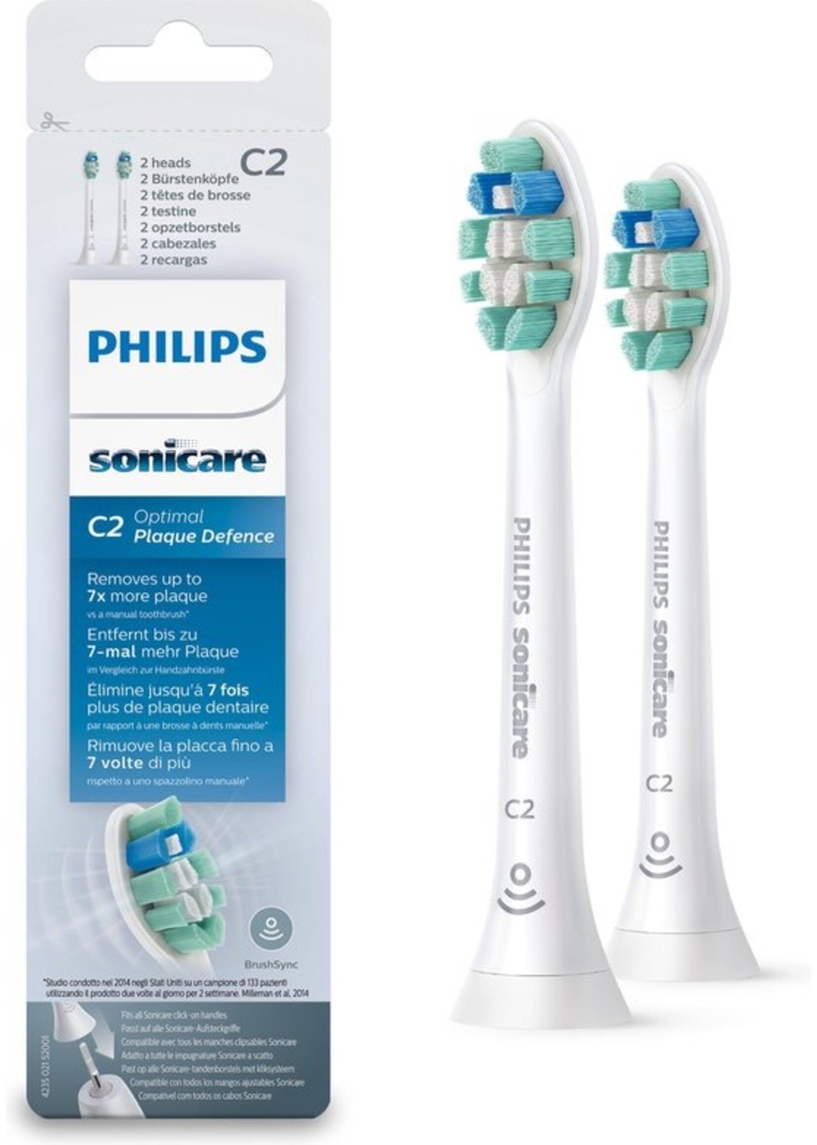 Philips Philips Sonicare C2 Optimal Plaque Defence HX9022/10 - Opzetborstels - 2 stuks