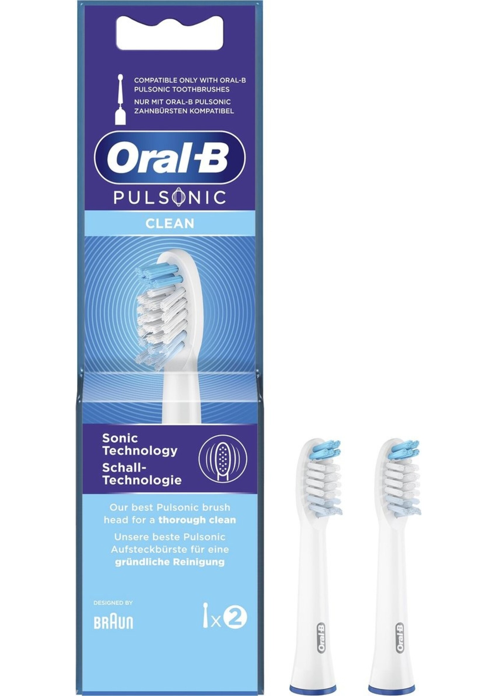 Oralb Braun Oral-B Pulsonic Clean Opzetborstels Voor Sonic Tandenborstels, Verpakking Van 2 Stuks