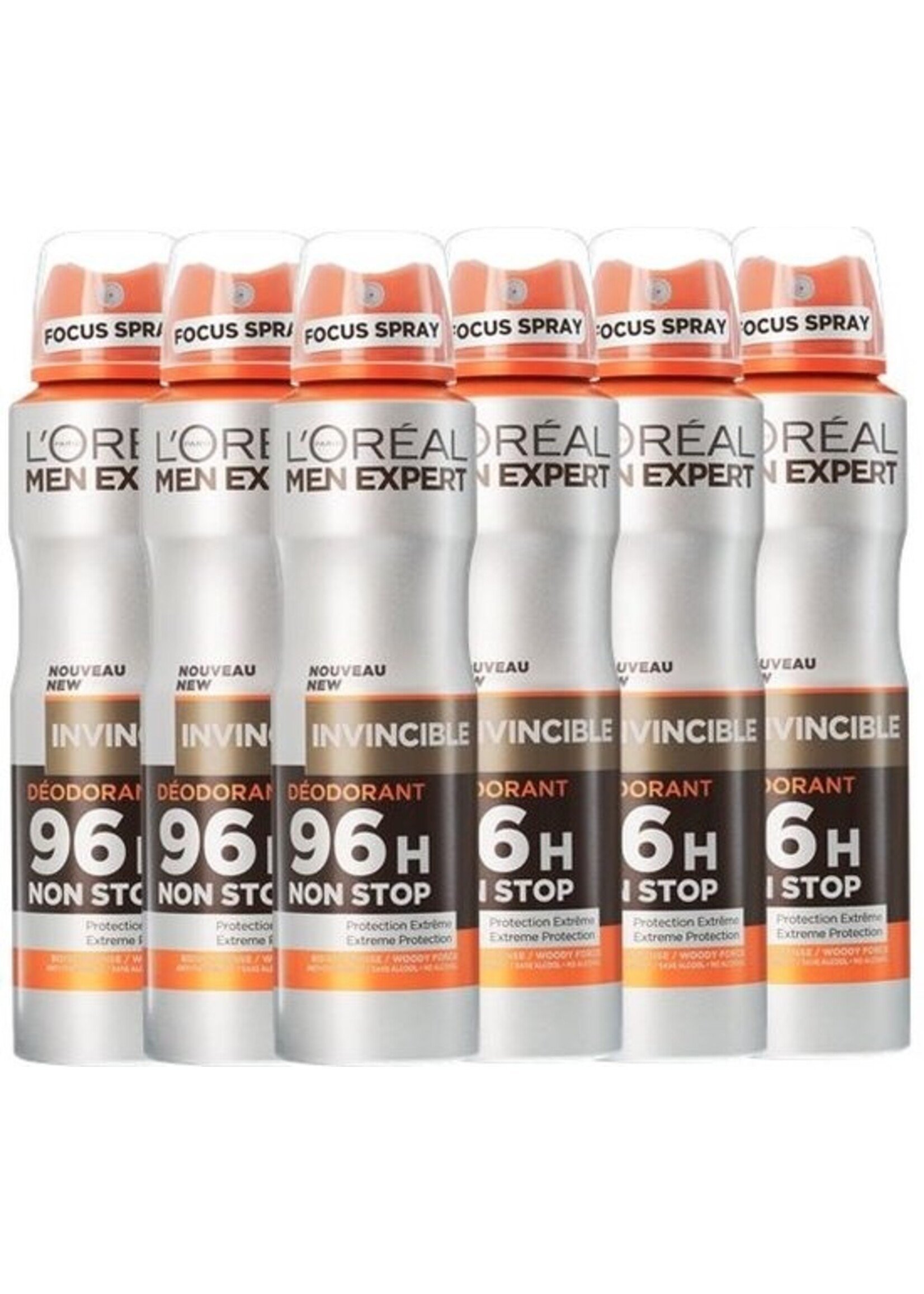 L'Oréal  L'Oréal Paris Men Expert Invincible Deodorant - 6 x 150 ml - Spray - Voordeelverpakking