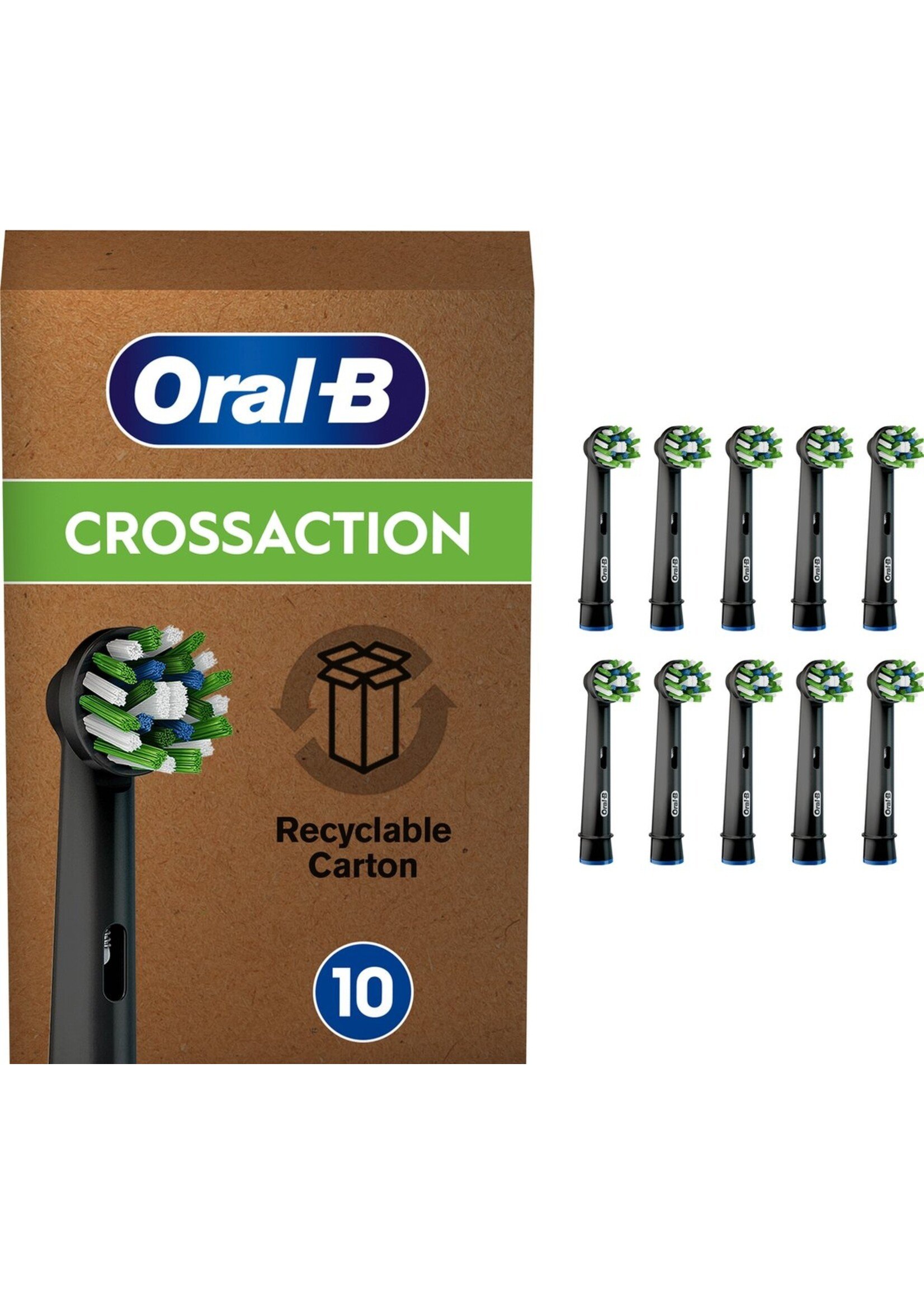 Oralb Braun Oral-B CrossAction - Met CleanMaximiser-technologie - Opzetborstels - Zwart - 10 stuks