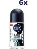 6x Nivea Deo Roll-on Men - Invisible Black & White fresh 50ml