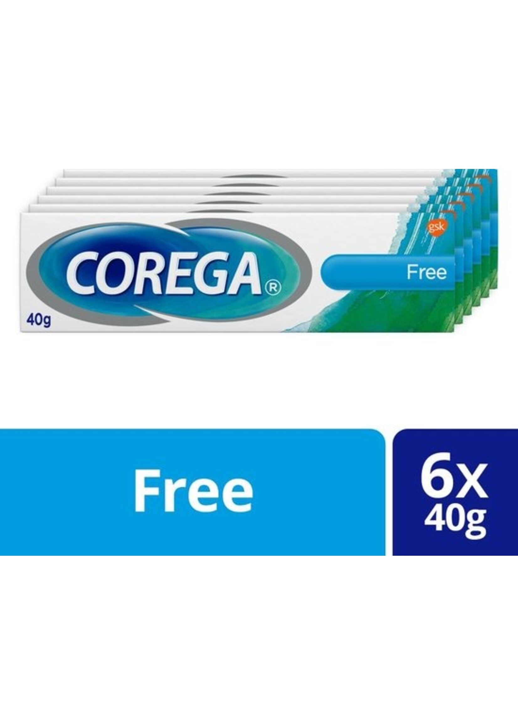 Corega Free Kleefcrème voor het kunstgebit 6x40g