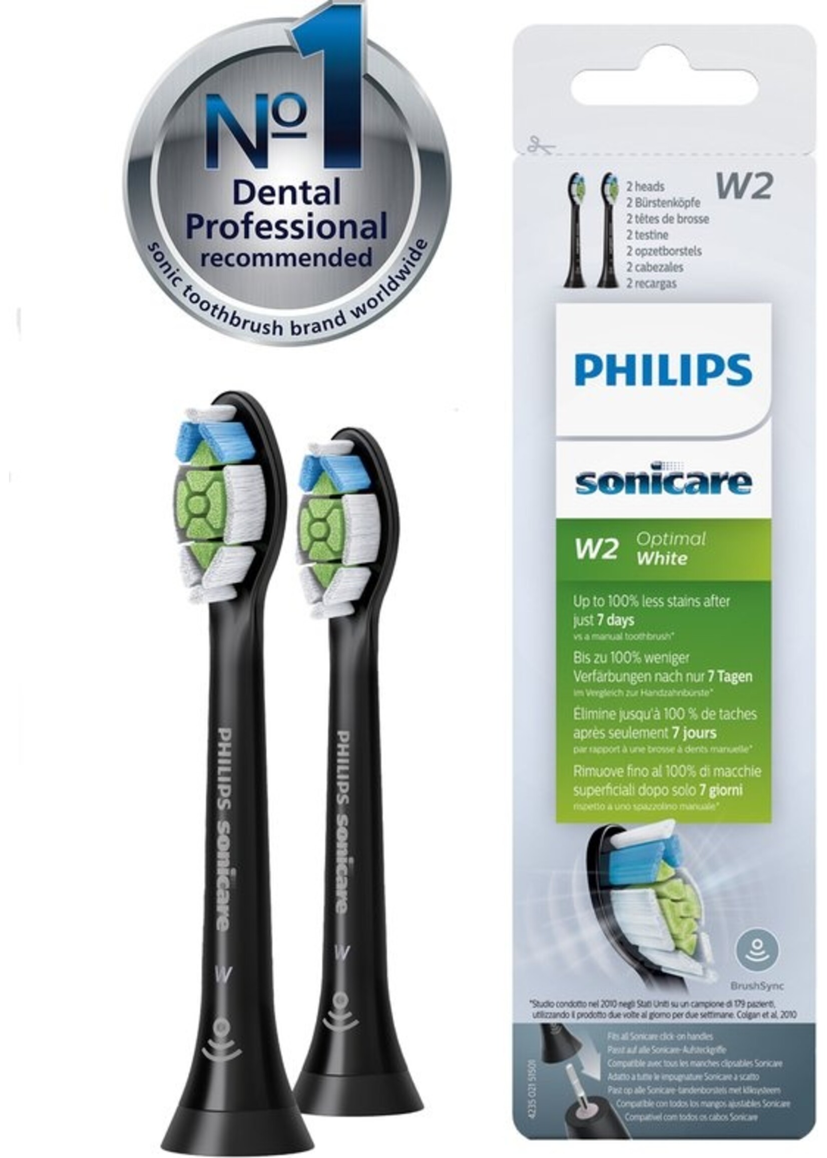 Philips Philips Sonicare W2 Optimal White HX6062/13 - Opzetborstels - 2 stuks