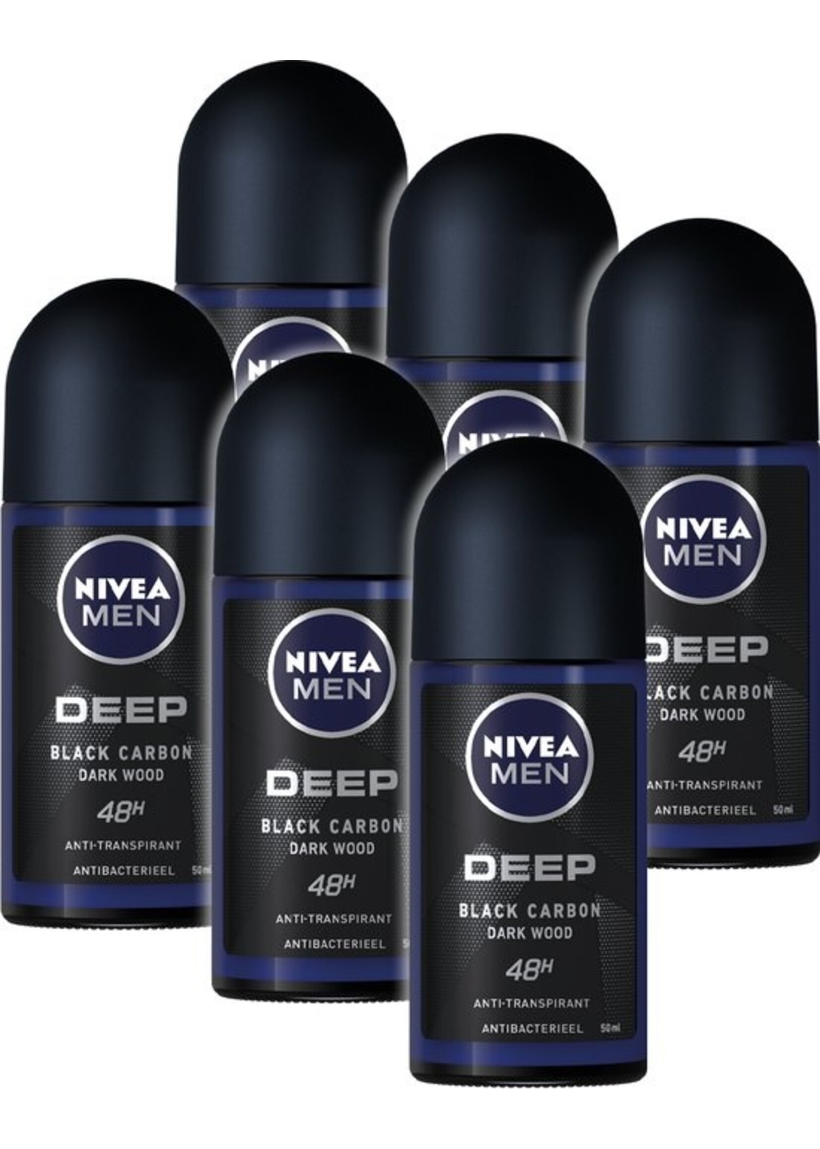 NIVEA MEN Deep - 6 x 50ml - Voordeelverpakking - Deodorant Roller