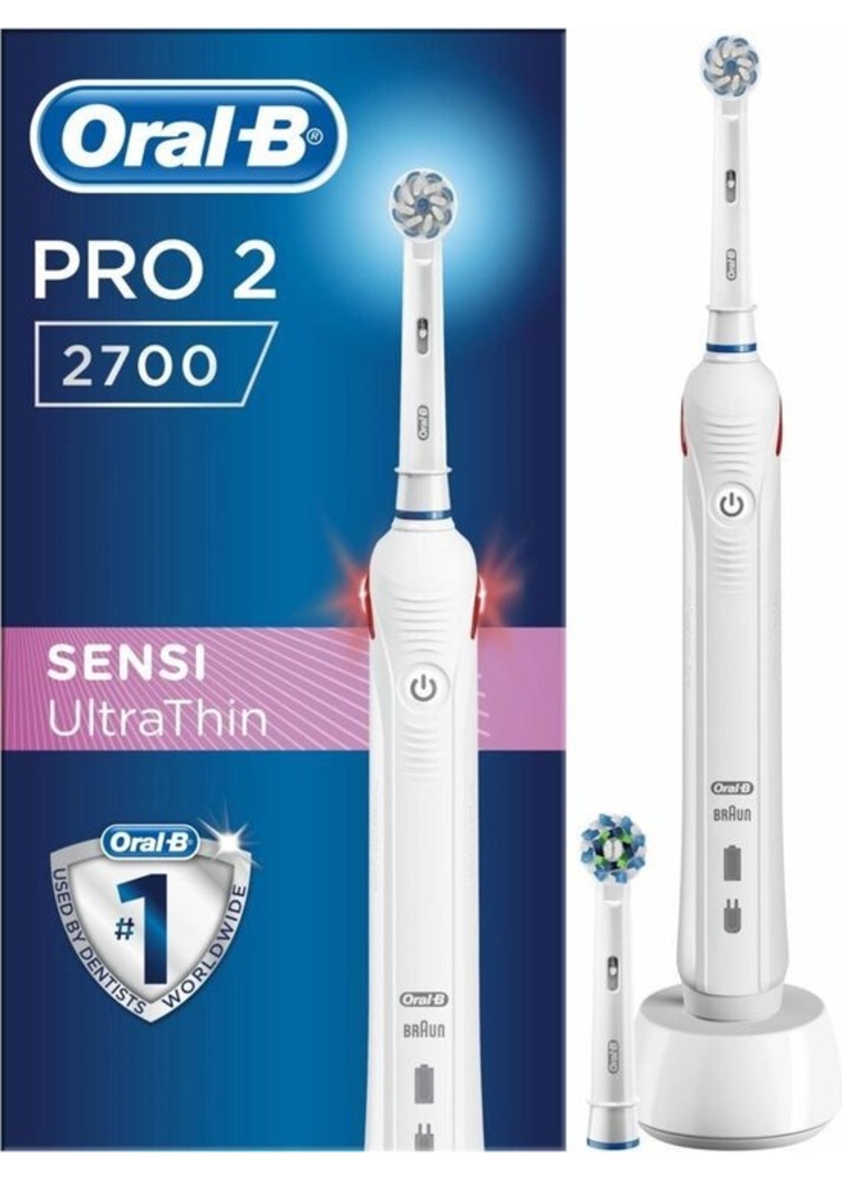 Oralb Braun Oral-B Pro 2 2700 - sensi ultra thin - Elektrische Tandenborstel - Wit