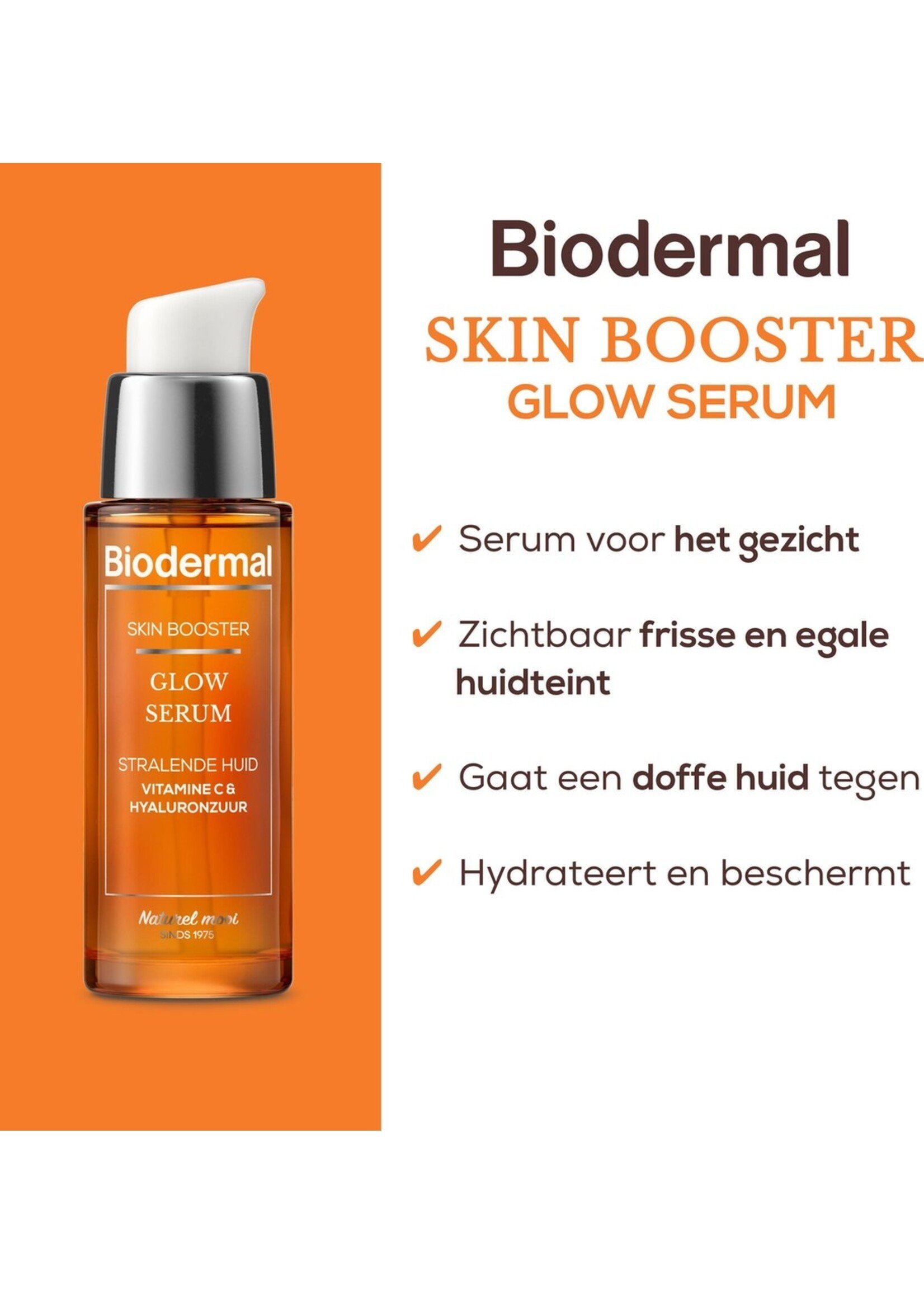 Biodermal Skin Booster Glow serum – Serum voor een stralende huid met hyaluronzuur en Vitamine C - Hyaluronzuur serum 30ml