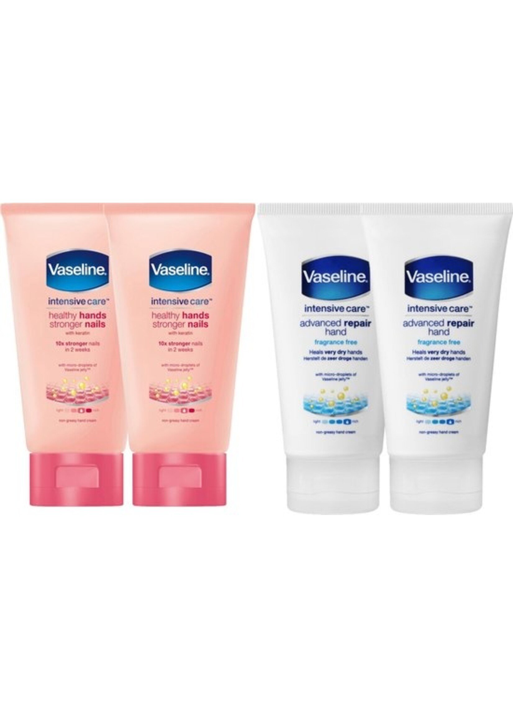 Vaseline Handcreme 2x Intensive Care Healthy Hands Stronger Nails & 2x Advanced Repair