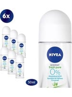 NIVEA Pure & Natural Jasmine - 6 x 50 ml - Voordeelverpakking - Deodorant Roller