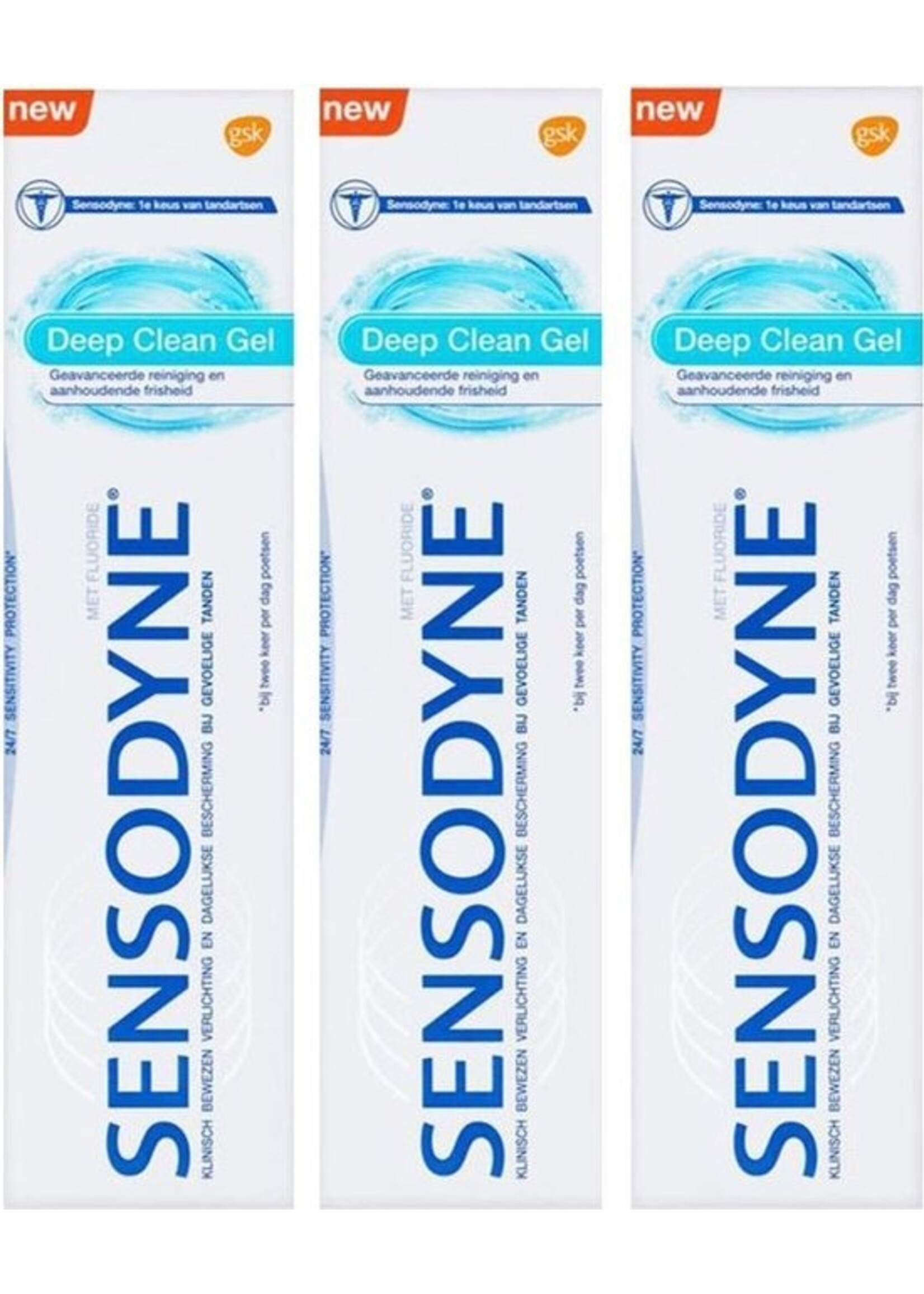 Sensodyne Sensodyne Tandpasta Deep Clean Gel - 3 x 75 ml - Voordeelverpakking