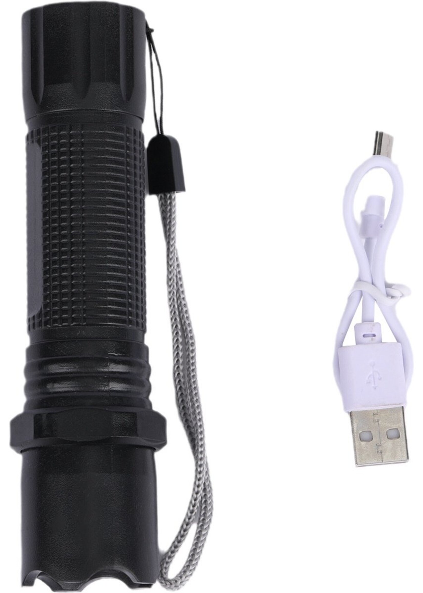 1pc Draagbare LED-zaklamp, USB Oplaadbare Ingebouwde Batterij Tactische Mini-zaklamp, Kampeerbenodigdheden Zwart