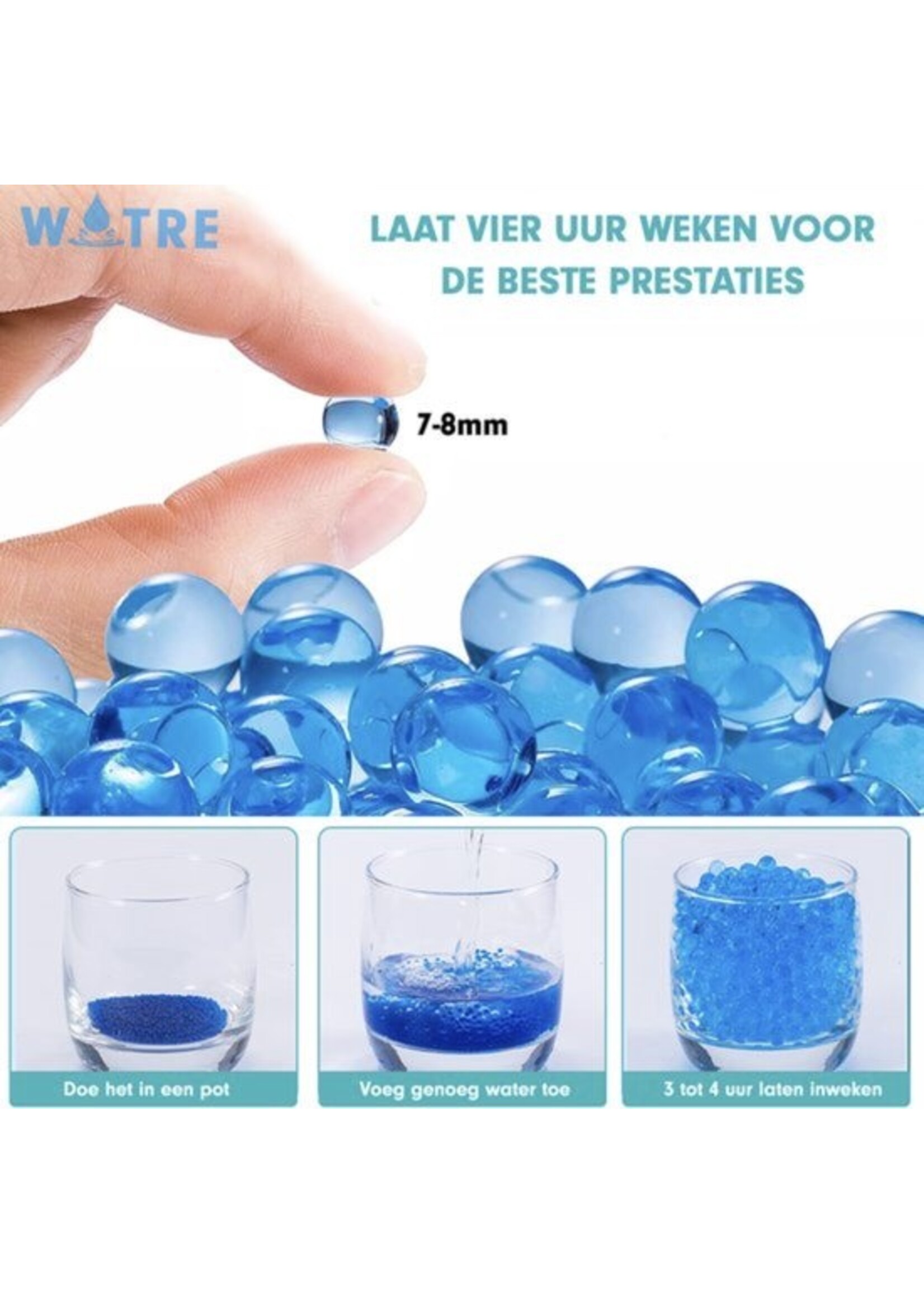 Waterparels - 100 000 stuks - Water absorberende balletjes - Gel balletjes - 7 - 8 mm - Blaster balletjes