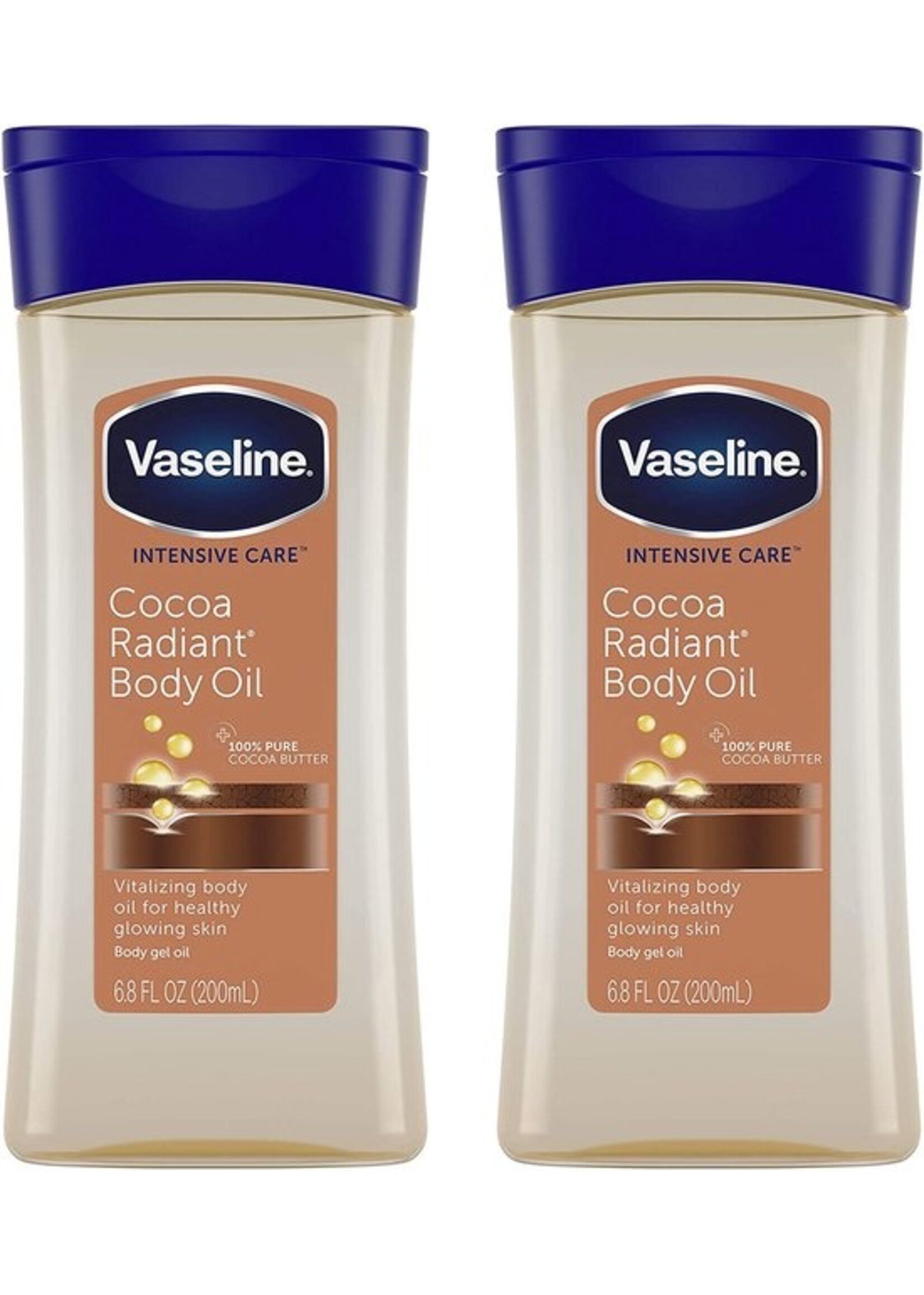 Vaseline Cocoa Body Gel Oil - 2 X intensive Care Body Gel Oil Cocoa Radiant 200ml -