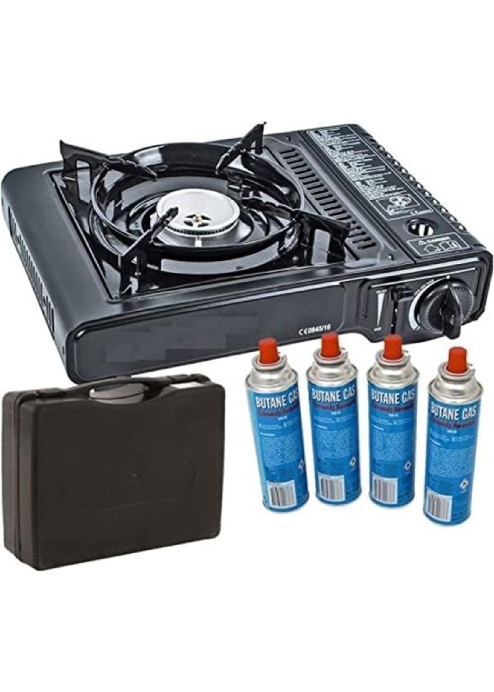 Camping kooktoestel - Draagbaar Gasfornuis - Incl. 4x gasflessen en koffer