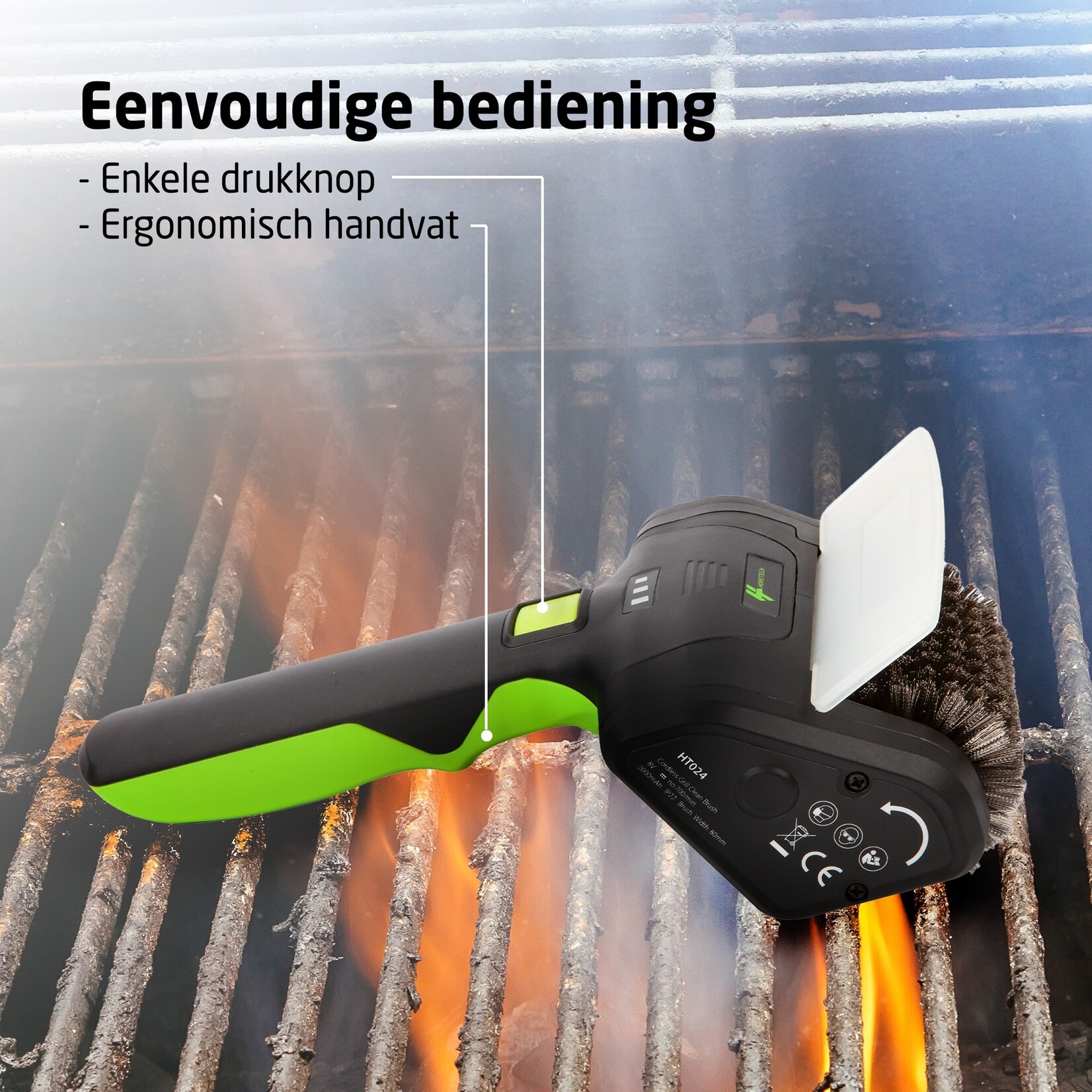 Hometech HomeTech Elektrische BBQ Borstel Staal - Draadloze Schoonmaakborstel voor Grill