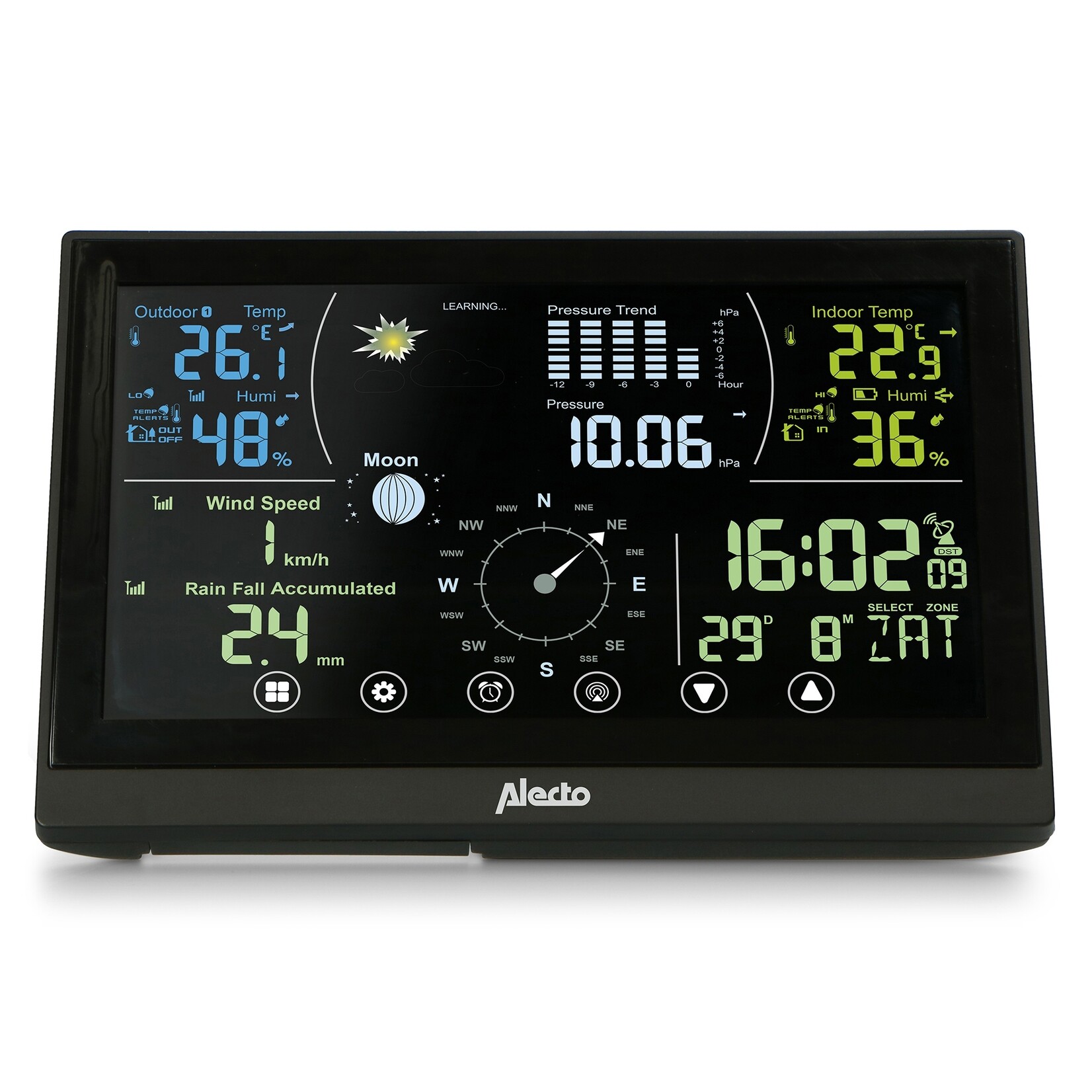 Alecto Alecto WS-3875 Weerstation met Draadloze Buitensensor en Verlicht Display