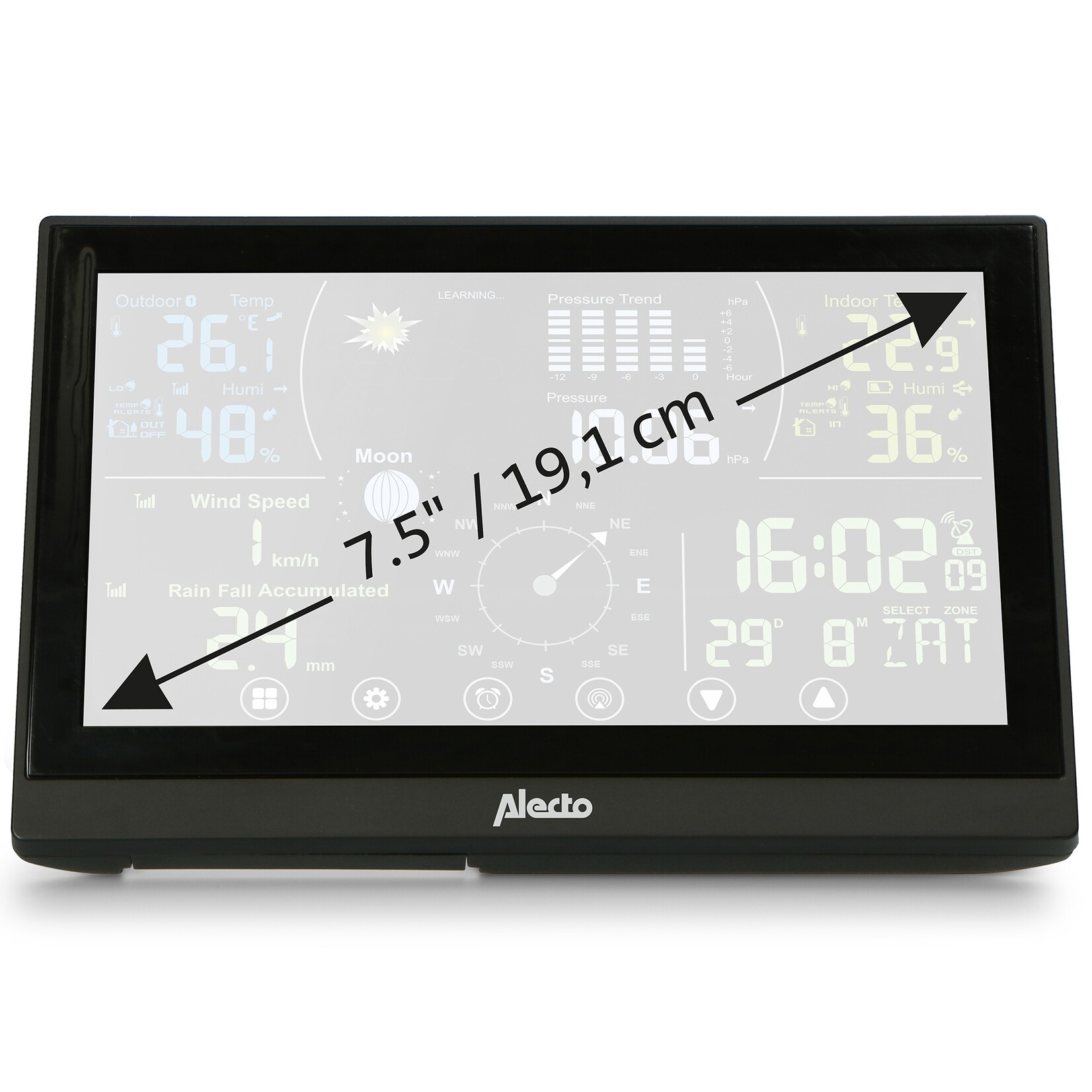 Alecto Alecto WS-3875 Weerstation met Draadloze Buitensensor en Verlicht Display